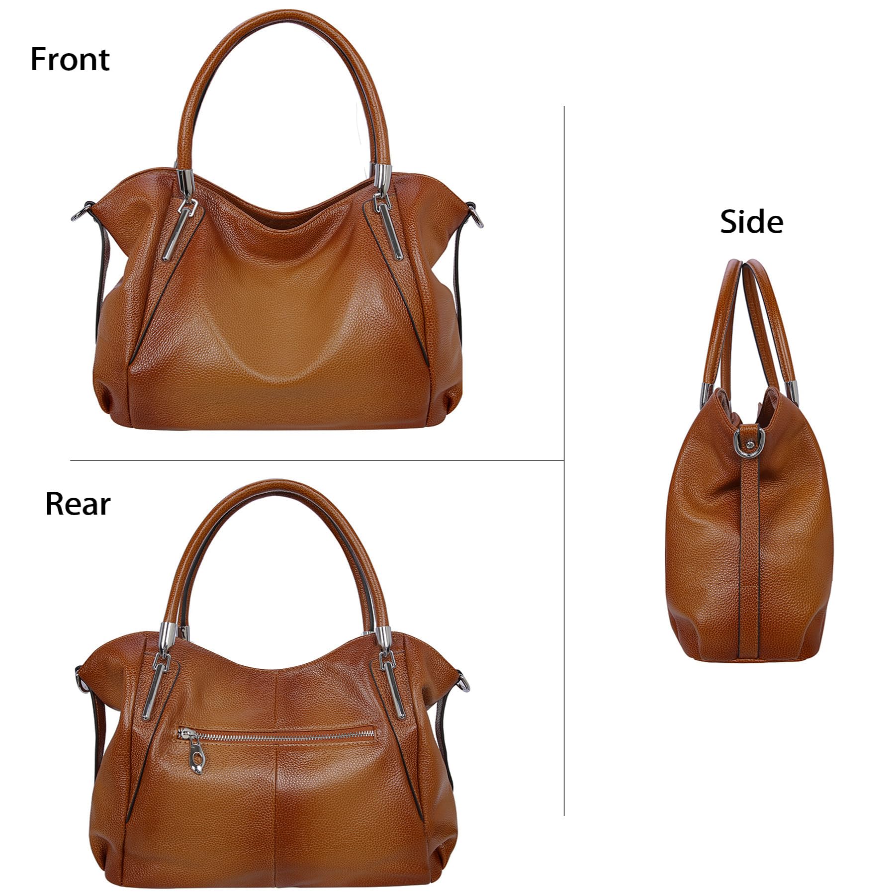 HESHE Genuine Leather Purses for Women Shoulder Handbags Hobo Tote Bags(SL)