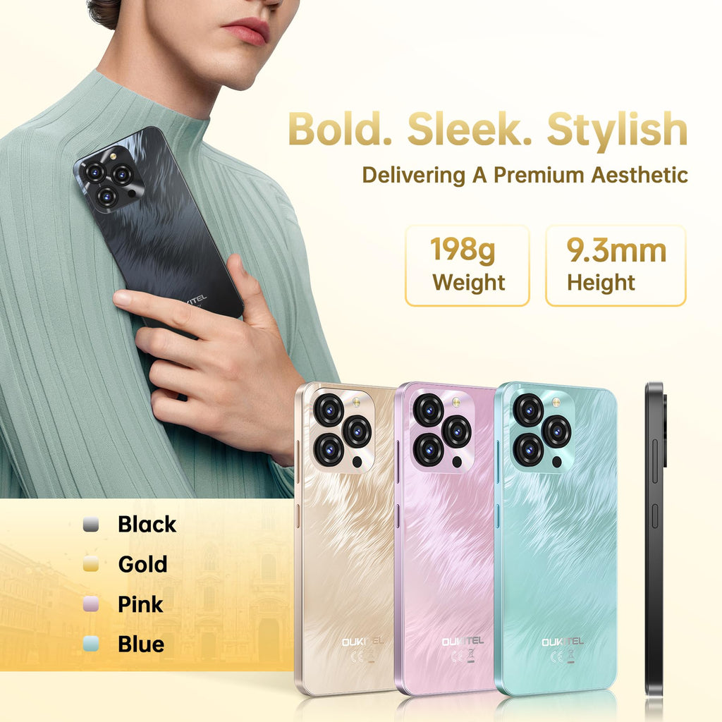 OUKITEL C3 Android 16 Cell Phone Unlocked-16GB RAM+128GB/TF 1TB ROM Smartphone, 5000mAh Battery, 6.52'' Waterdrop Screen, 13MP+5MP Camera, 4G Dual SIM Android Phone, Face ID/3.5mm Jack/GPS/BT5.0, Grey