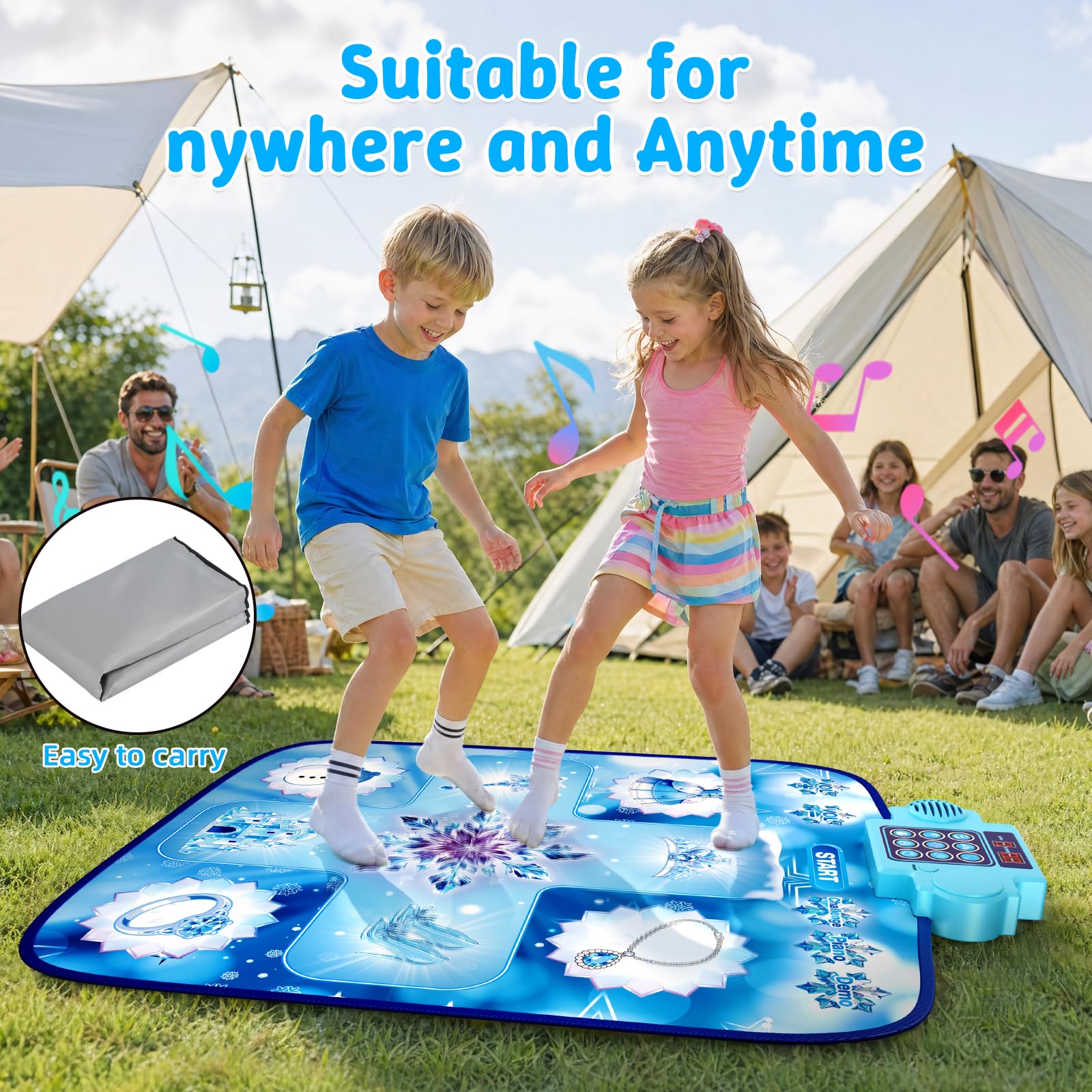 LZFYMXOK Dance Mat, Electronic Rhythm Step Play Mat with LED Lights, Light Up Dance Mat, 8 Challenge Levels, Adjustable Volume, Built-in Music, Frozen Toys Gift for Kids 3-12