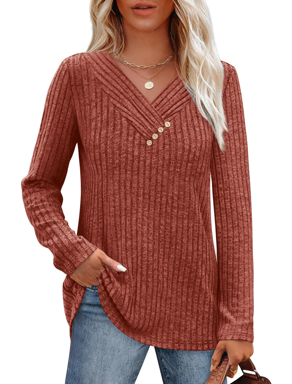 Sweaters for Women Long Sleeve Tee Shirts Plus Size Early Fall Fashion Must Haves Old Money Clothes Boho Tops Business Casual Blouses Spring XL Caramel