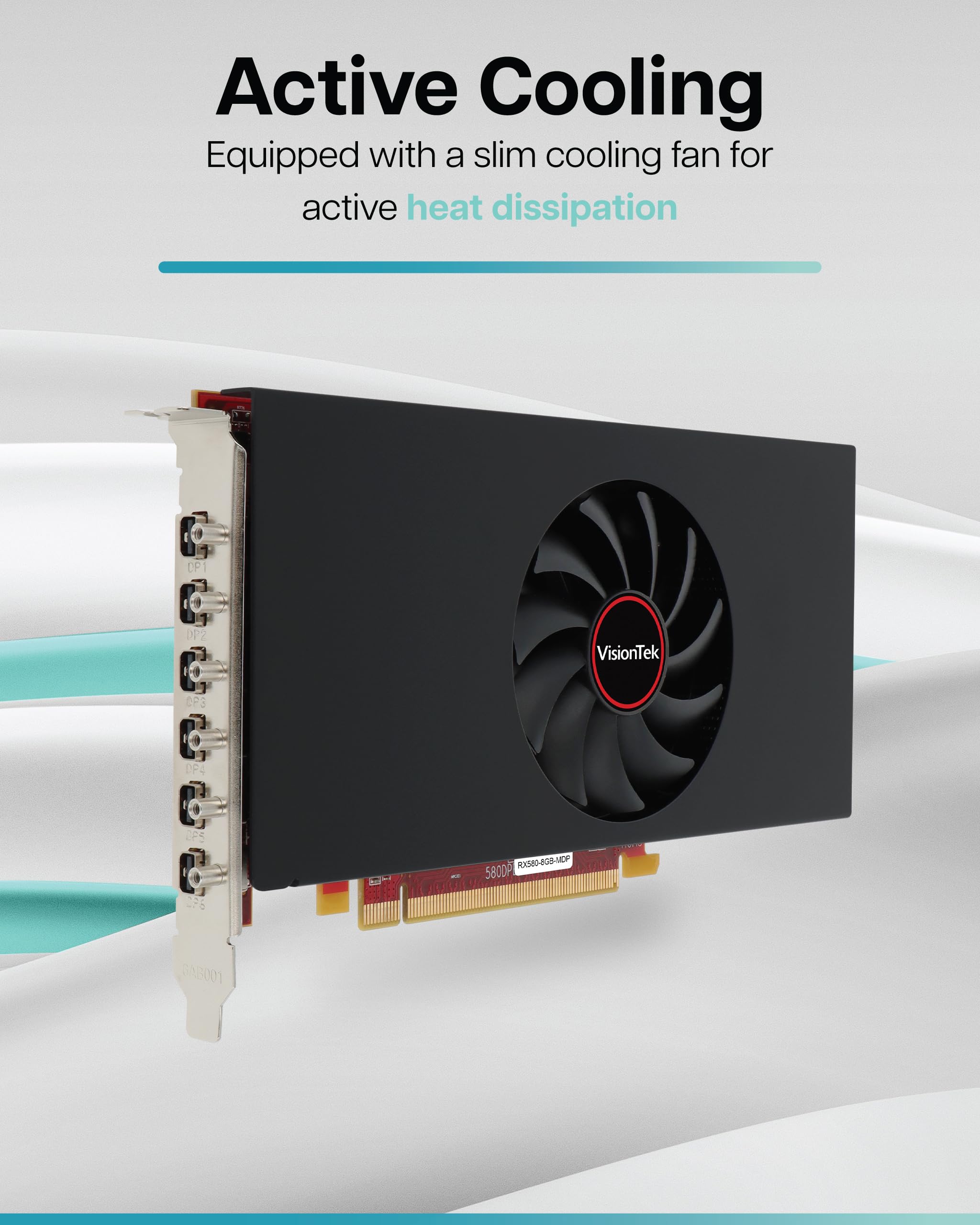 VisionTek AMD Radeon RX 580 8GB GDDR5 Single Slot Video Graphics Card for PC 256-Bit DirectX 12, 75W Bus Power, PCI Express X16 3.0, 6 mini DisplayPort