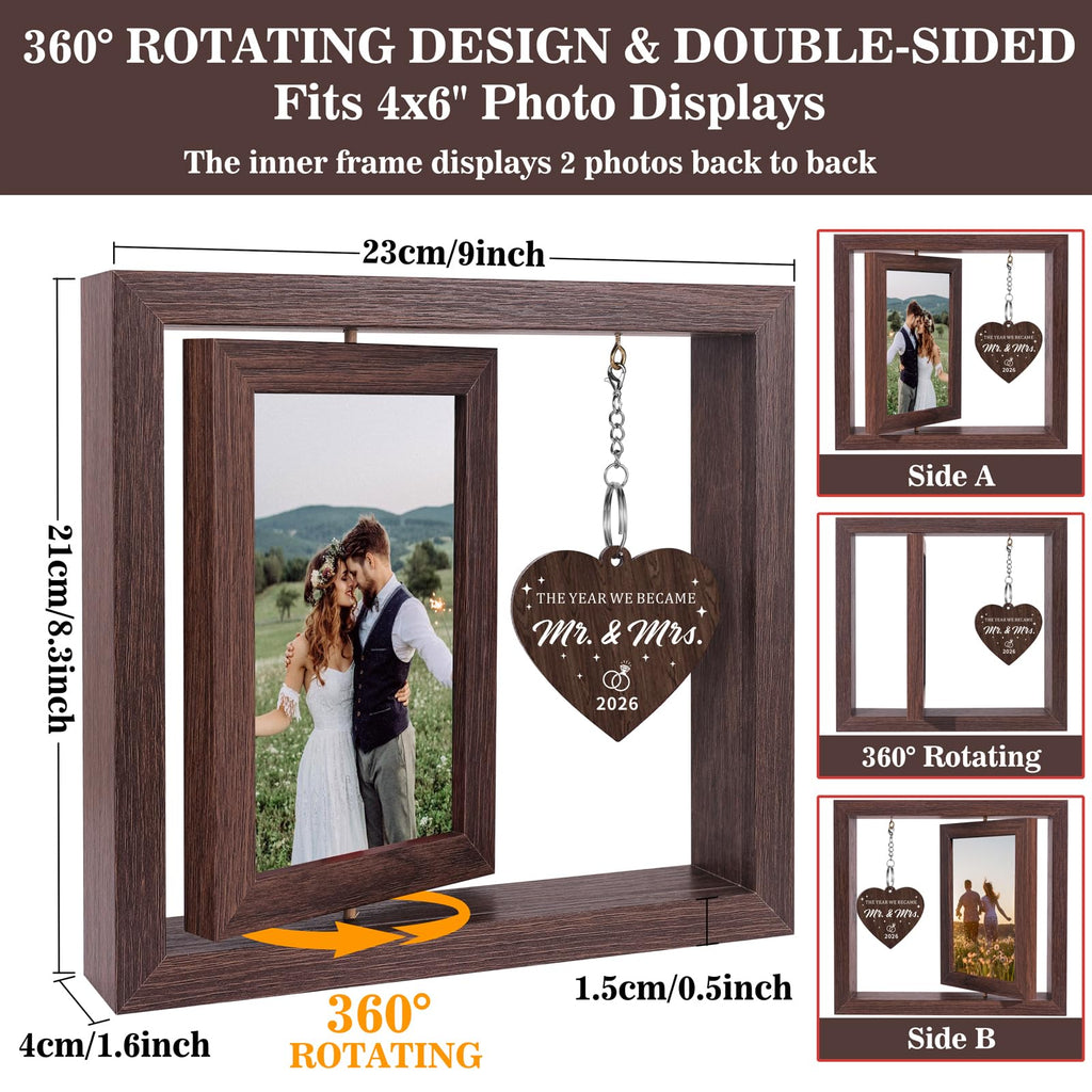 Boiveco Wedding Gifts for Couples 2026, Mr and Mrs Gift Picture Frame 4x6, Bridal Shower Gift for Bride Wedding Ideas for Newlyweds Just Married Wedding Presents for Newly Wed Couple