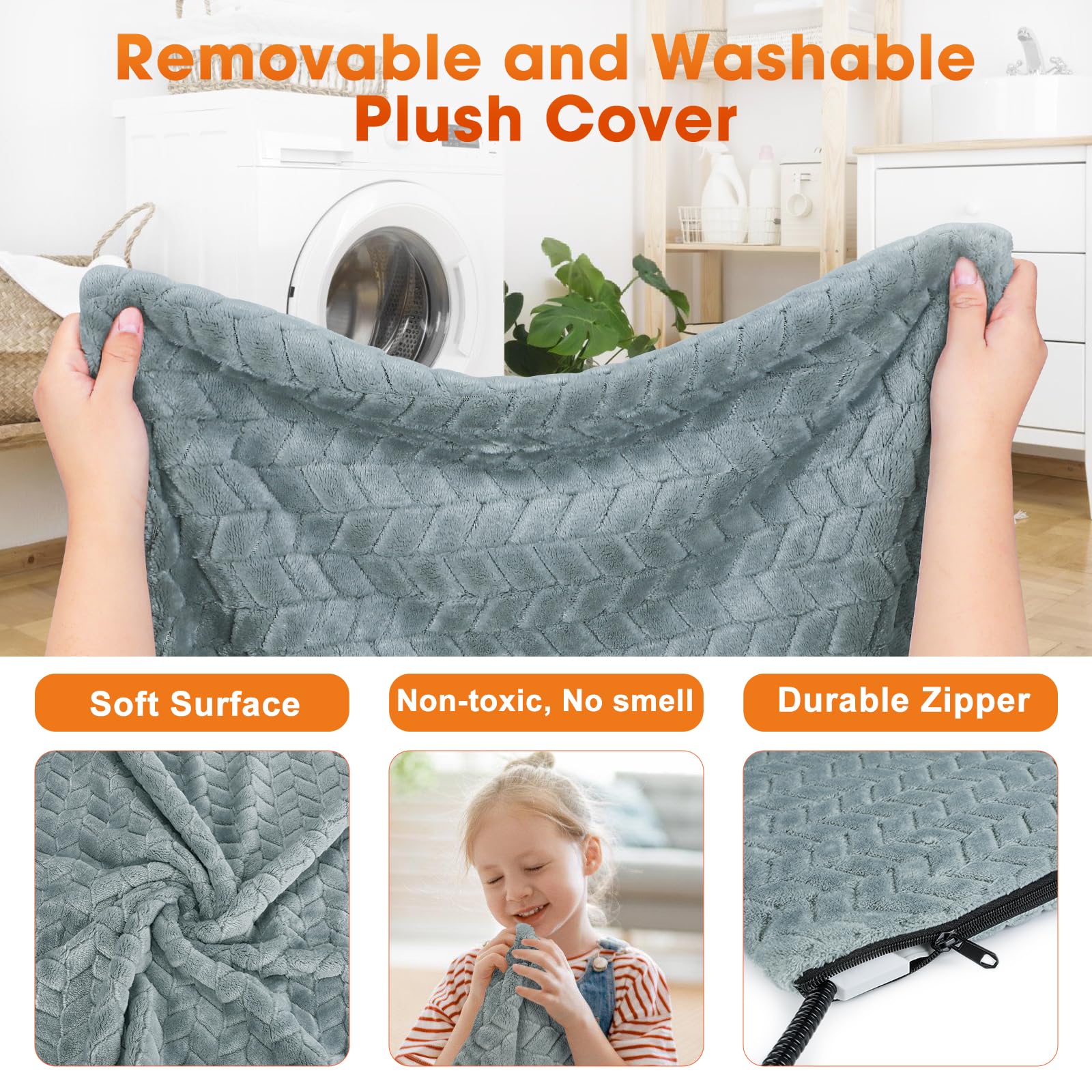 GASUR Heated Cat Bed, Waterproof Cat Heating Pad with Timer Temperature Adjustable, Indoor Heated Electric Pet Bed for Cats Dogs, Auto Power-Off, Anti-bite Pet Heated Pad, 18''x16'', Small