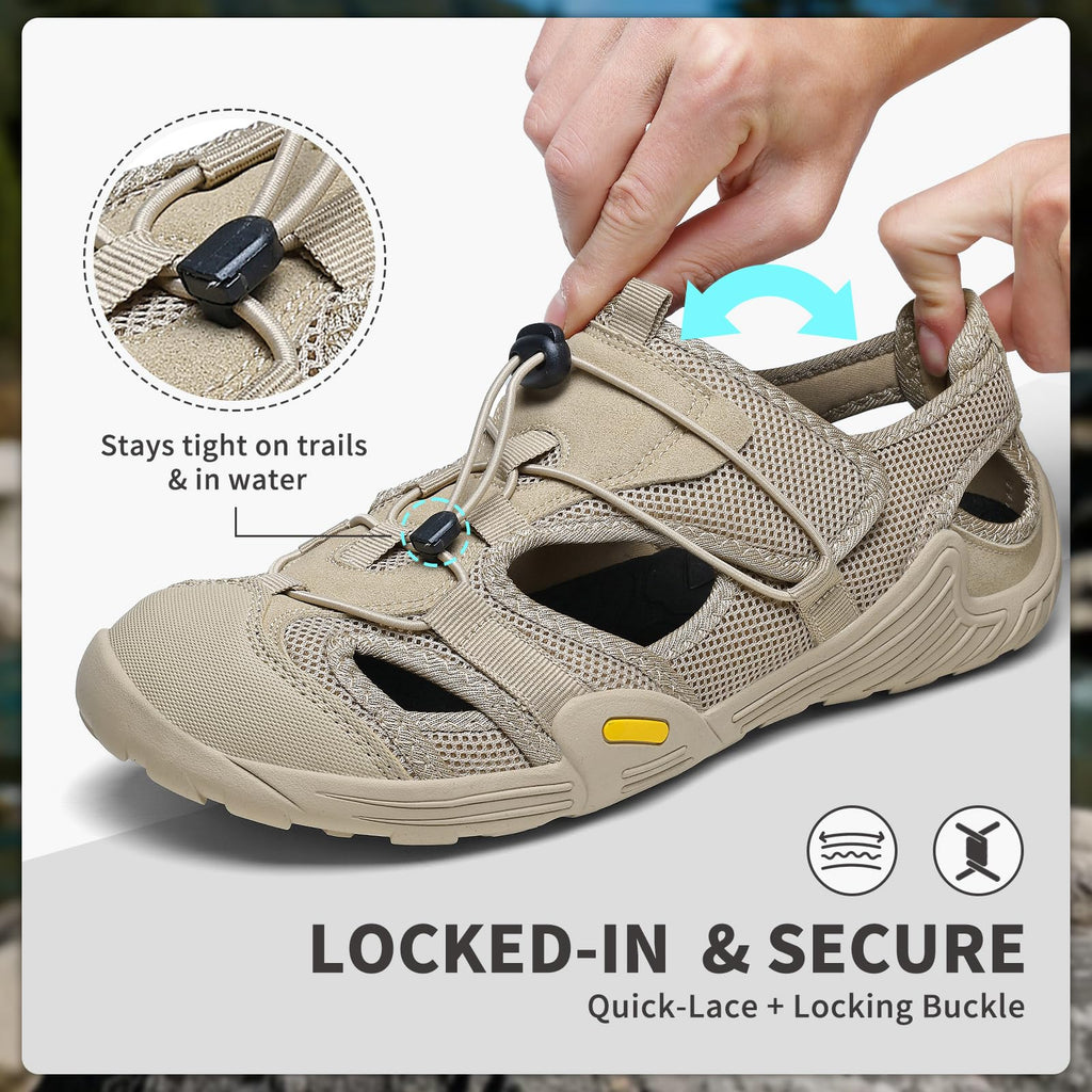 ziitop Mens Hiking Sandals Wide Arch Support Outdoor Sport Closed Toe Walking Sandal Quick Dry Non-Slip Summer Fisherman Barefoot Beach Water Shoes
