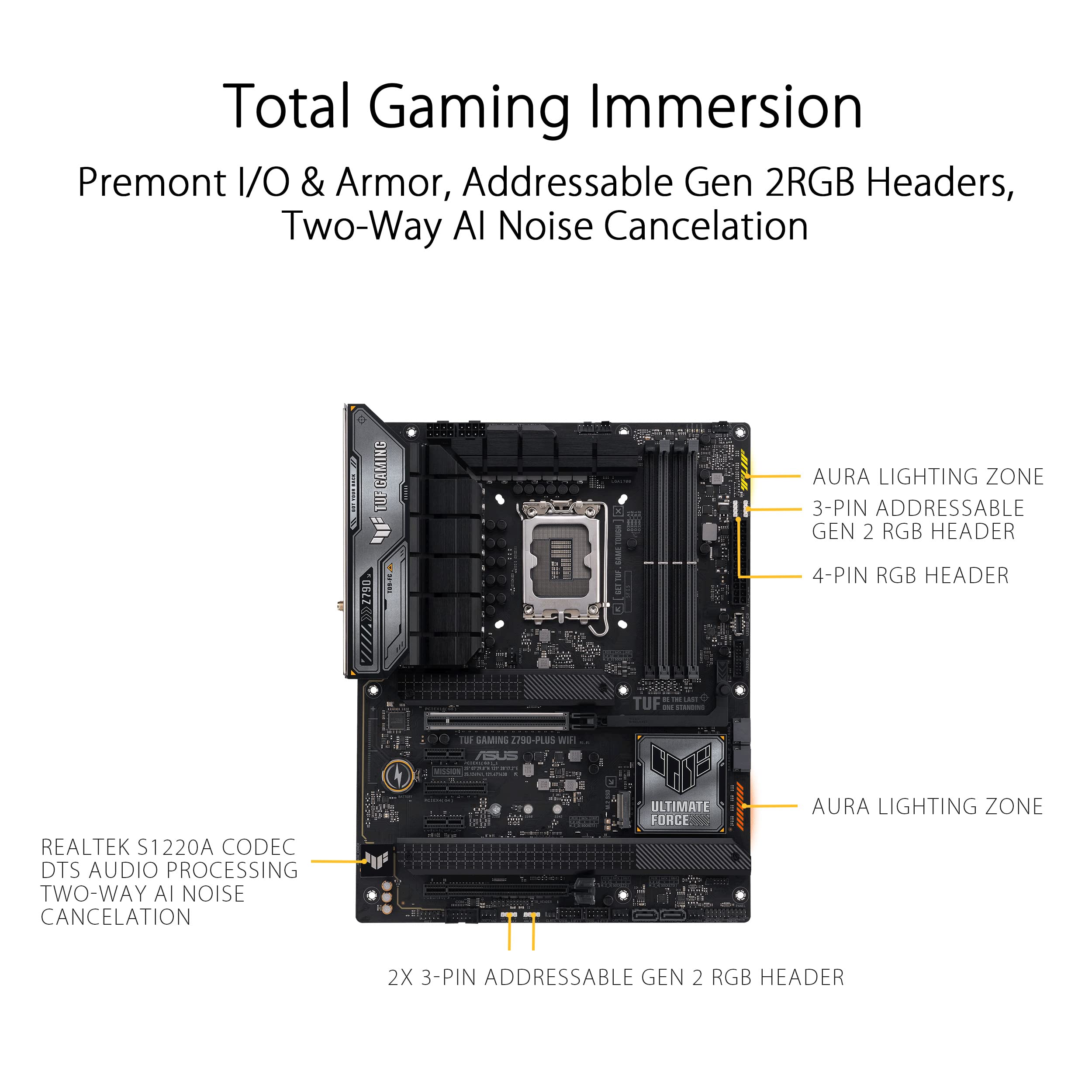 ASUS TUF Gaming Z790-Plus WiFi LGA 1700(Intel 14th,12th &13th Gen) ATX Gaming Motherboard(PCIe 5.0,DDR5,4xM.2 Slots,16+1 DrMOS,WiFi 6,2.5Gb LAN,Front USB 3.2 Gen 2 Type-C,Thunderbolt 4(USB4),Aura RGB)