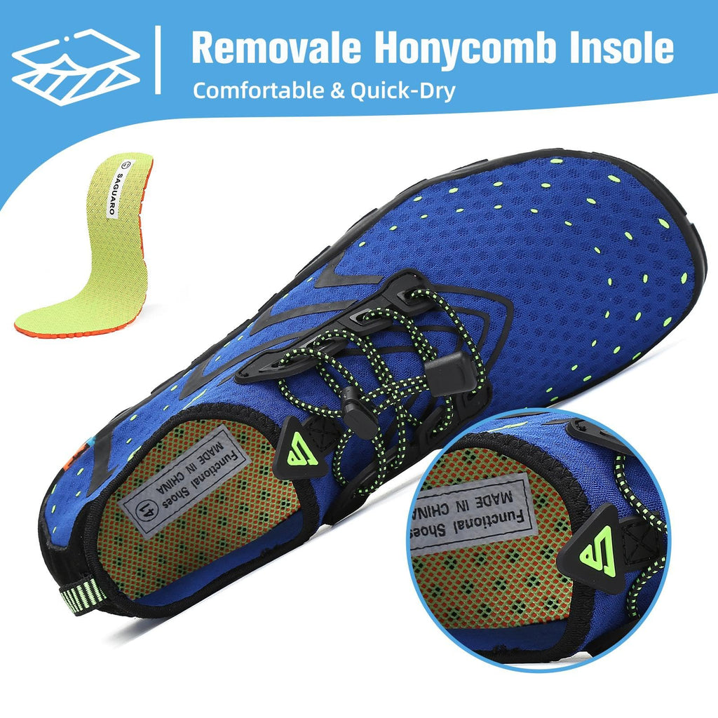 Mishansha Water Shoes for Women Men, Quick-Dry Barefoot Swim Shoes with Drainage Holes, Lightweight Aqua Shoe for Beach Pool River Boating Yoga Walking 14.5 Women/13 Men Cobalt Blue