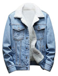 Springrain Men's Sherpa Fleece Lined Denim Jacket Warm Winter Trucker Jacket Cowboy Jean Jacket(LightBlue-XS)