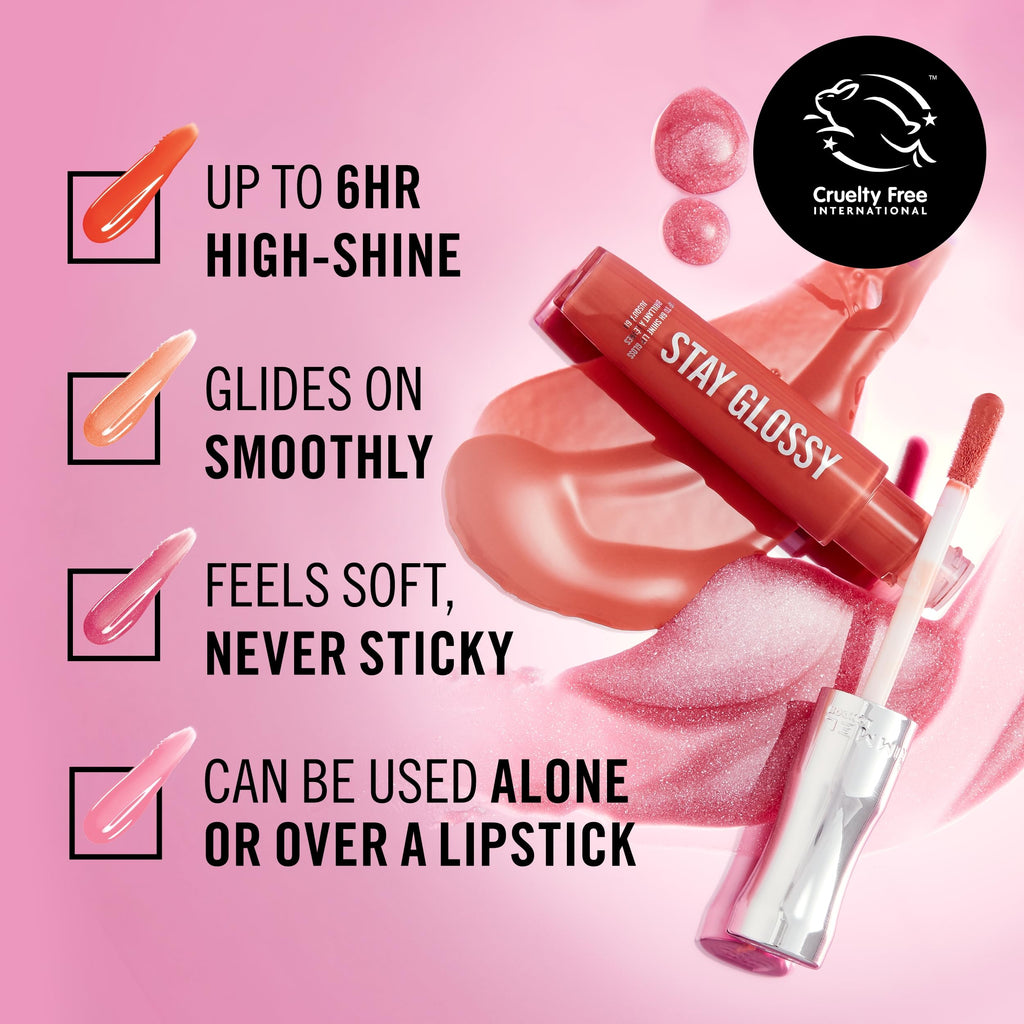 Rimmel Stay Glossy Lip Gloss - Non-Sticky and Lightweight Formula for Lip Color and Shine - 123 Back Row Smooch, .18oz