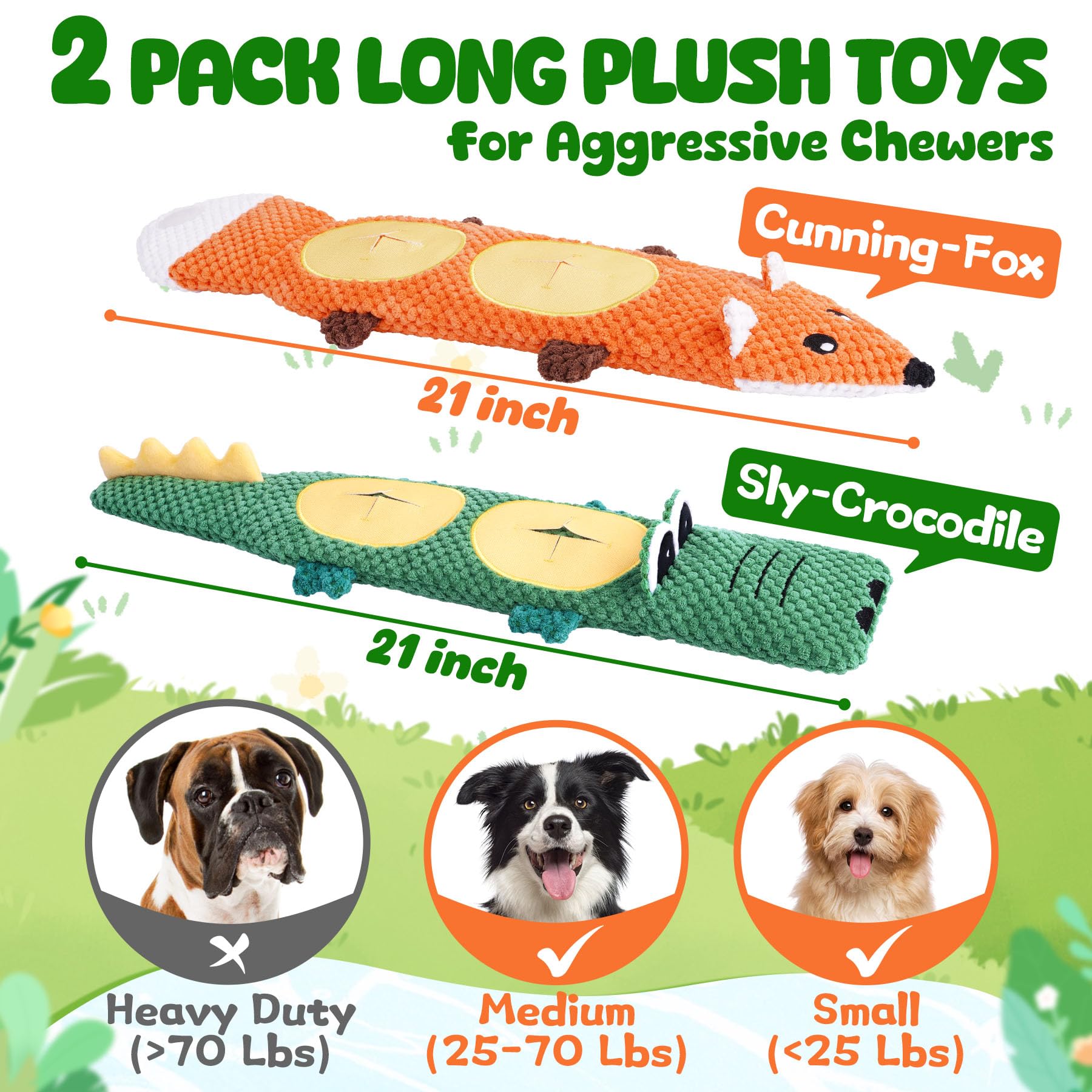 XIUGOAL Dog Toys for Aggressive Chewers, 2 Pack No Stuffing Dog Toys for Boredom and Teething, Squeaky Chew Toy for Small, Medium Breed to Keep Them Busy