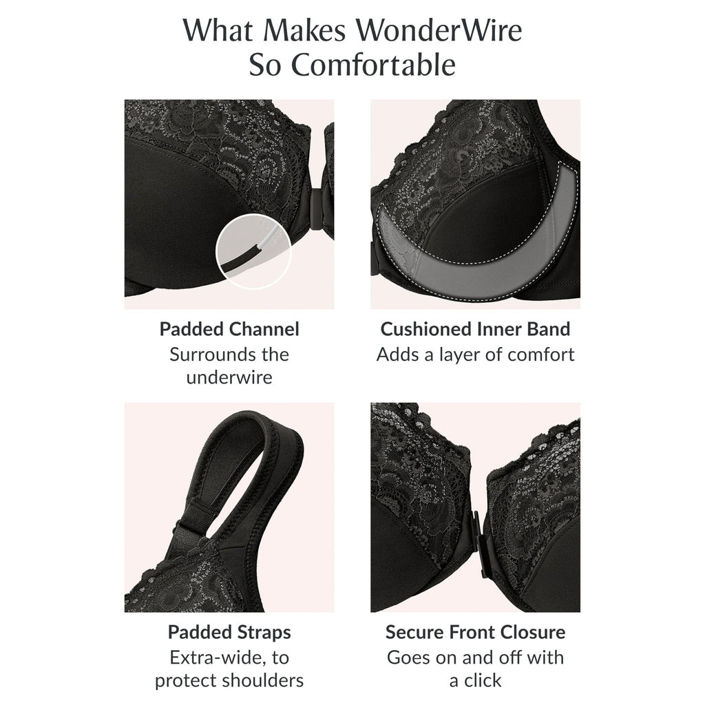 Glamorise Full Figure Plus Size Wonderwire Front-Closure Bra Underwire #1245 Café