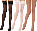Lidogirl Lace Top Thigh High Stocking (Black+White+Nude,15d,3pairs, One Size)