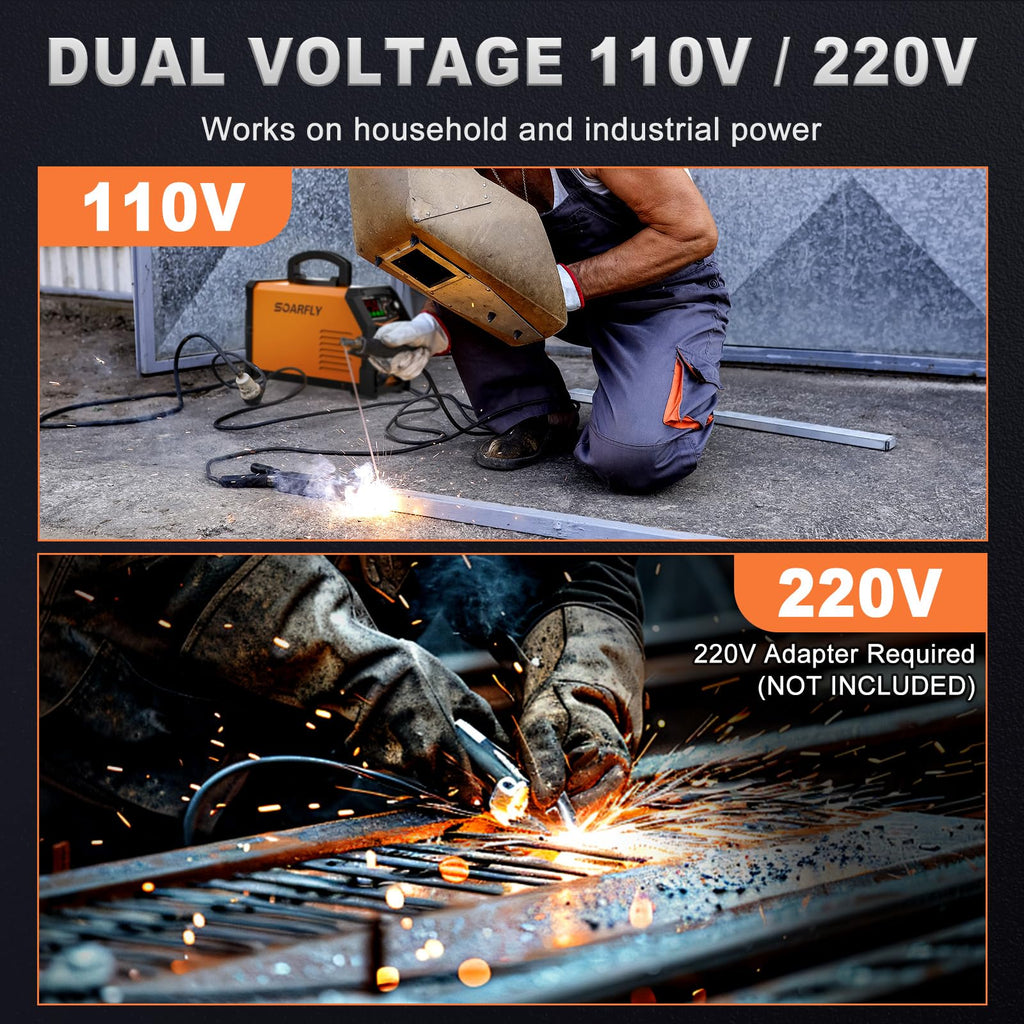SOARFLY Stick Welder, 250Amp ARC Welding Machine with Large LED Display, Dual Voltage 110V/220V IGBT Inverter Portable Welder w/10 Rods, Ground Clamp, Electrode Clamp, Hot Start, Arc Force, Anti-Stick
