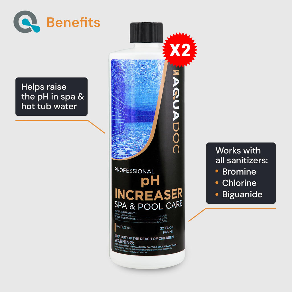 AquaDoc Spa pH Increaser - pH Up for Hot Tub Water Balance, 32 oz (2 Pack)