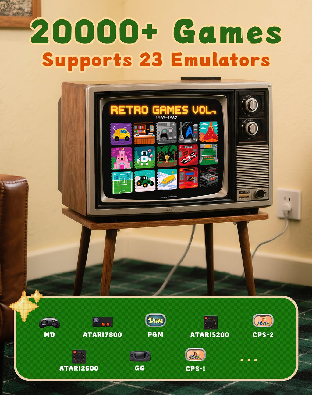2026 NEW Upgrade Retro Gaming Console Pro, Vide Game Consoles with 4K HDMI, Built-in 20000+ Games & 23 Emulators, Plug and Play Video Gaming Consoles with Upgrade Dual 2.4G Wireless Controllers (64G)