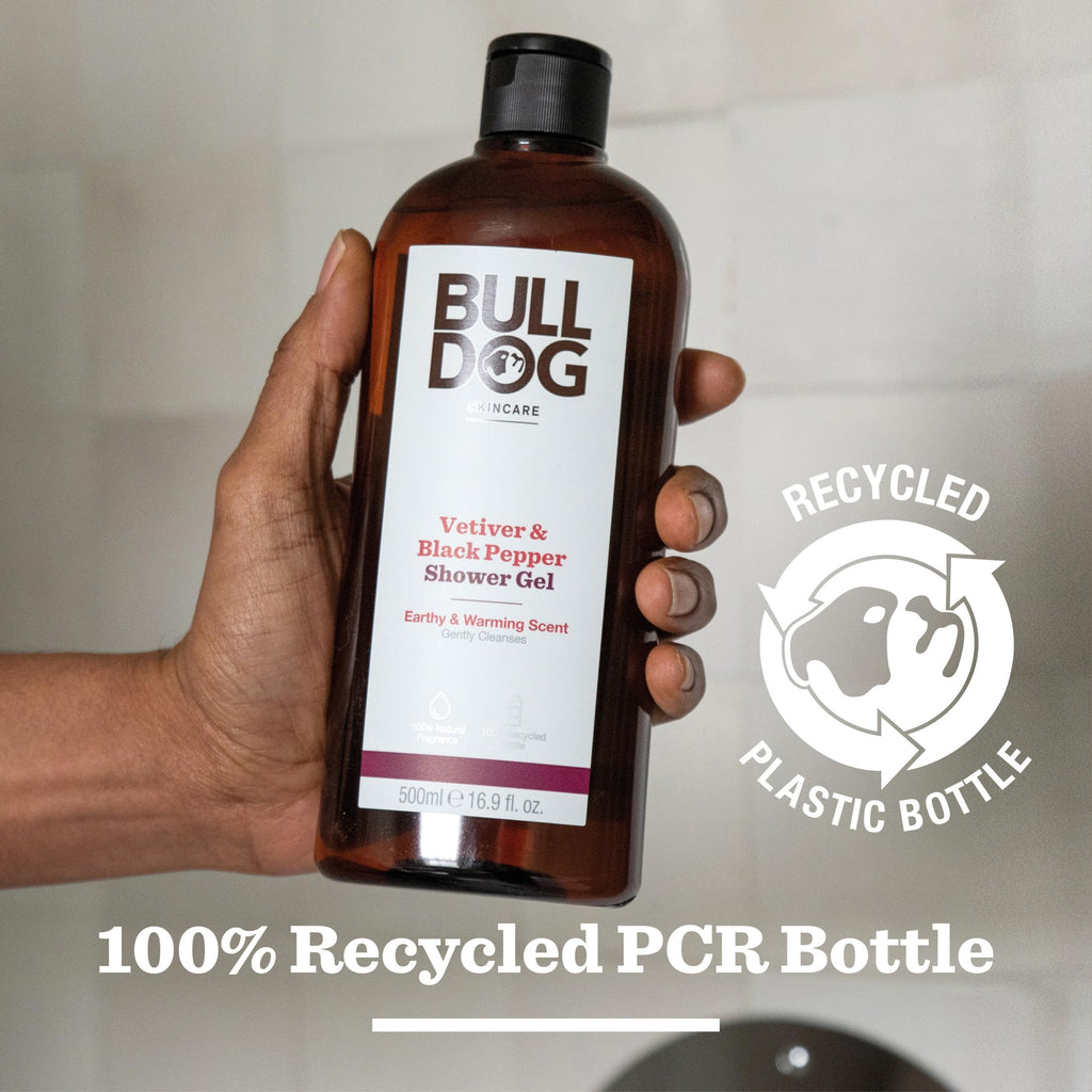 Bulldog Skincare Vetiver & Black Pepper Shower Gel for Men, Natural, Refreshing Men's Shower Gel, 500 ml
