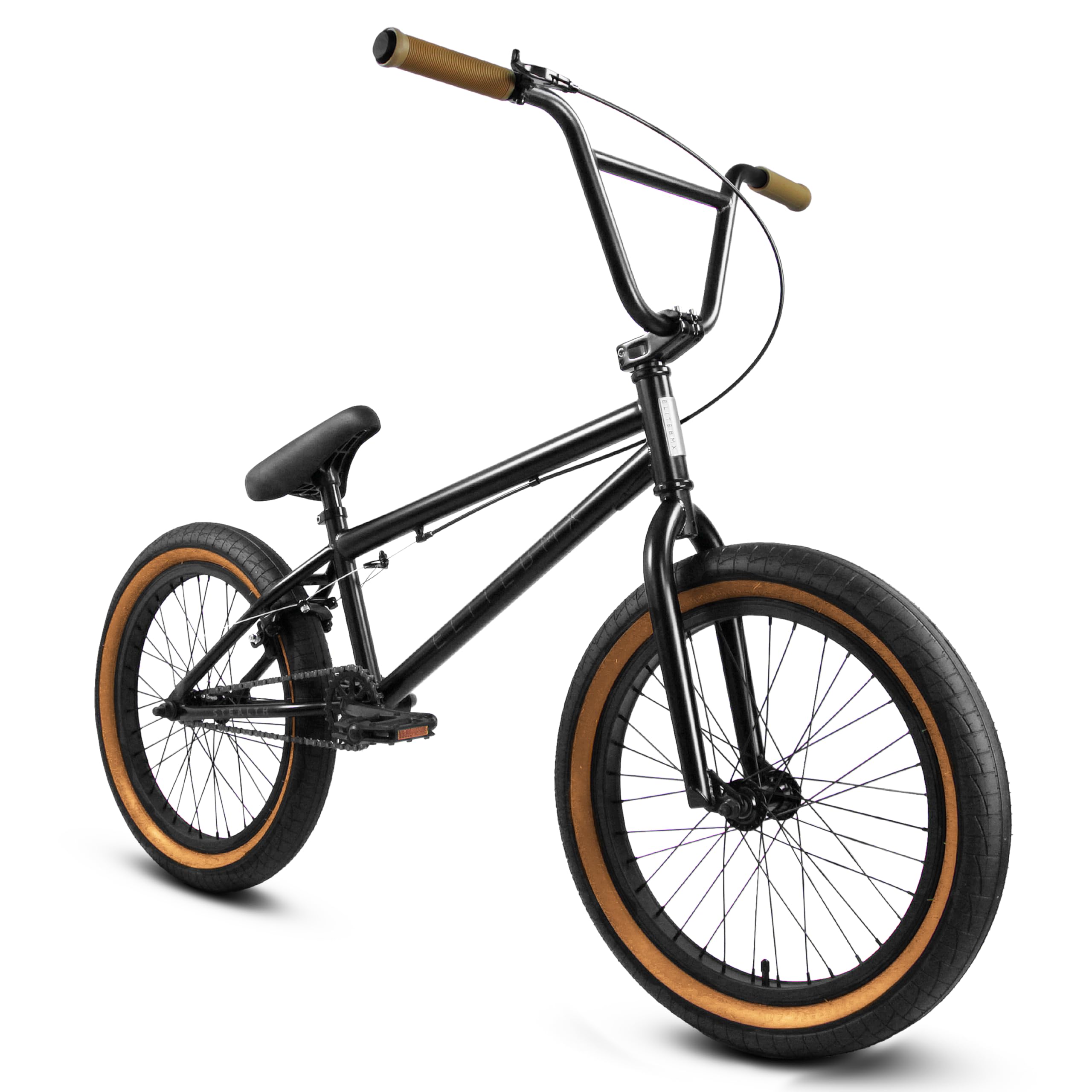 Elite BMX Freestyle Bike, Durable Steel Frame, Available in 16", 18", and 20" Sizes. New Sizes 26" and 29" BMX Bicycles. (Black Gum, 20")
