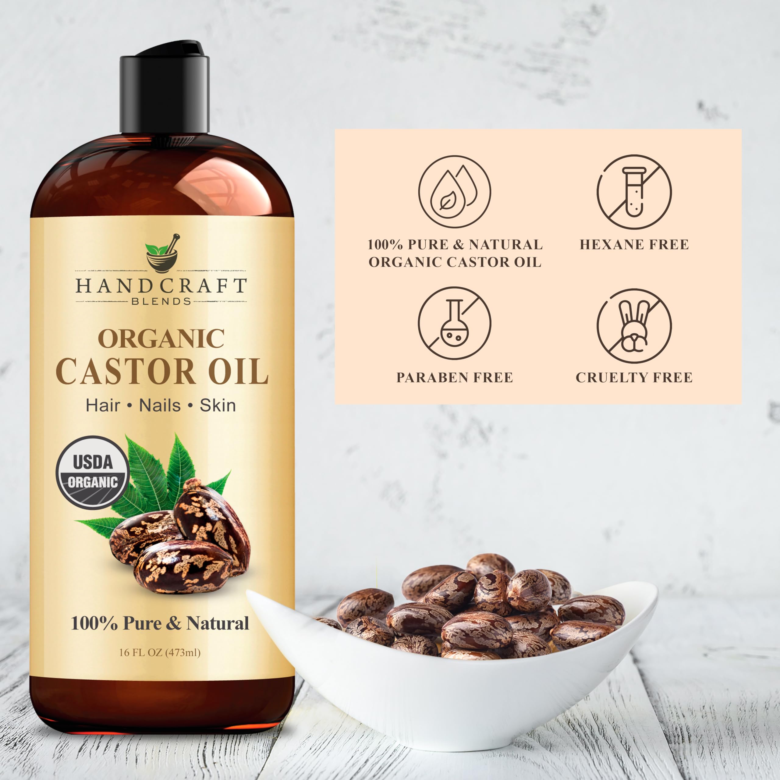 Handcraft Blends Castor Oil Pack Wrap | Organic Castor Oil 16 oz | Reusable Wraps | Durable Comfortable Pack Wraps | Adjustable Elastic Straps | Neck and Stomach