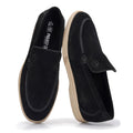Project Cloud Mens Shoes 100% Genuine Leather Memory Foam Insole Loafers Slip On Shoes for Men - Venetian Men Casual Shoes Loafers for Men (Mark, BLKSDE, 8) Black Suede