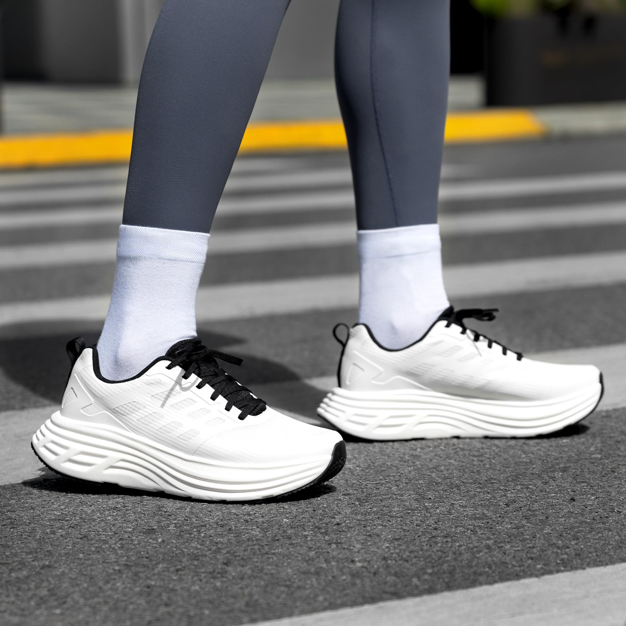 NORTIV 8 Women's Walking Shoes Cushion Running Tennis Shoes ActiveFloat Non-Slip Comfortable Breathable Workout Gym Sports Athletic Fashion Sneakers,Size 7,White,SNWS245W