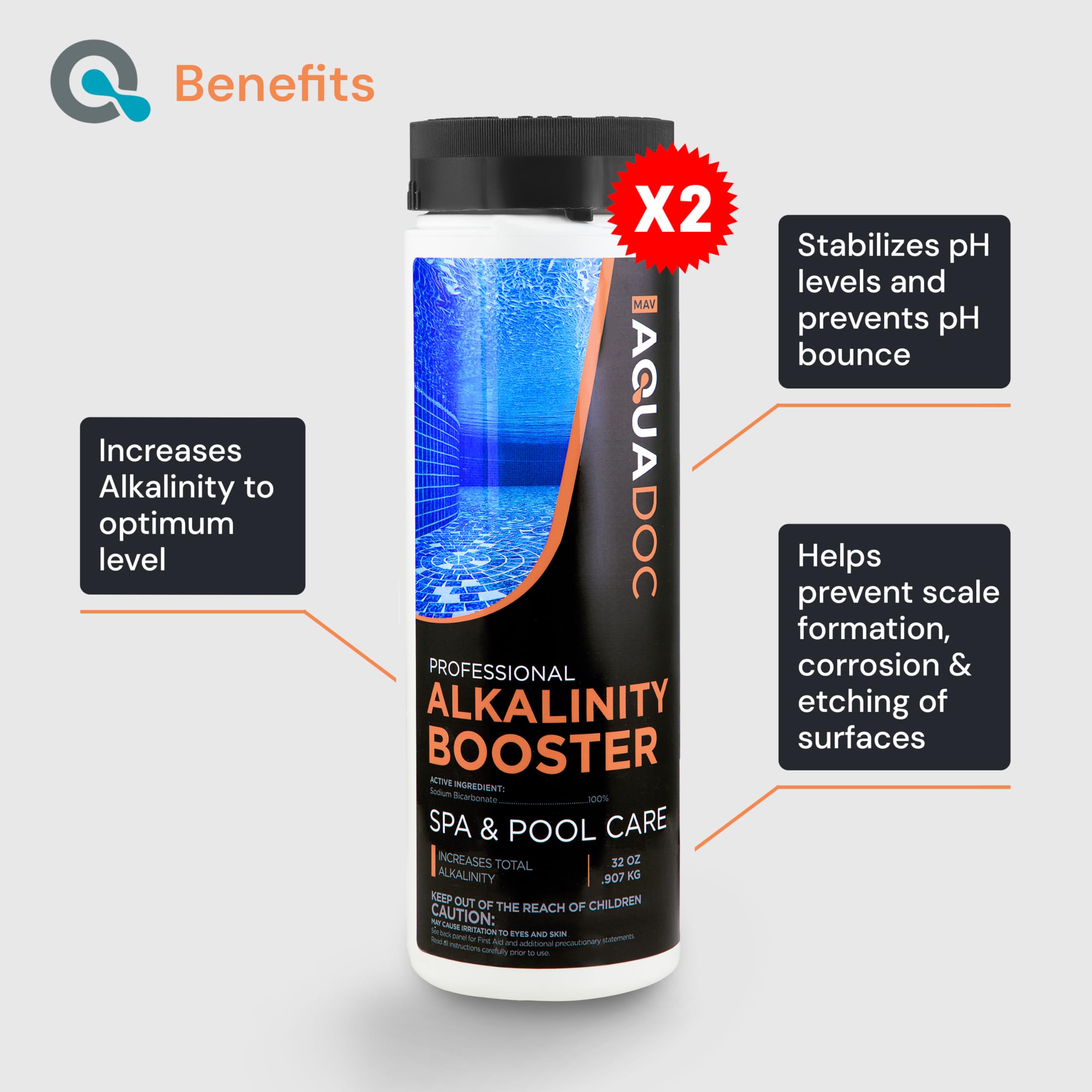 AquaDoc Total Alkalinity Increaser for Hot Tubs & Spas - 2 lb (2 Pack)