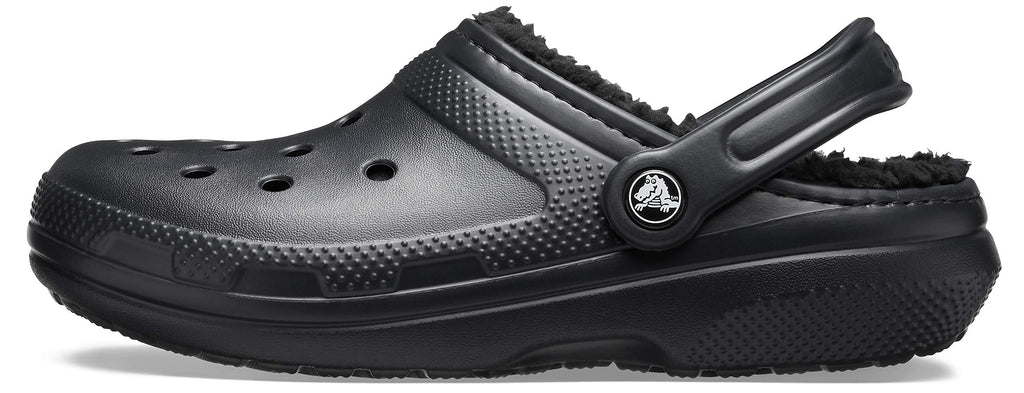 Crocs Unisex Adult Men's and Women's Classic Lined | Fuzzy Slippers Clog, Black/Black, 9 Women 7 Men US