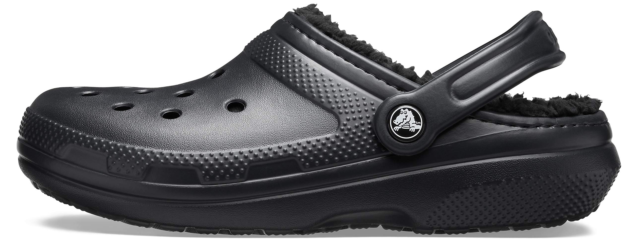 Crocs Unisex Adult Men's and Women's Classic Lined | Fuzzy Slippers Clog, Black/Black, 9 Women 7 Men US