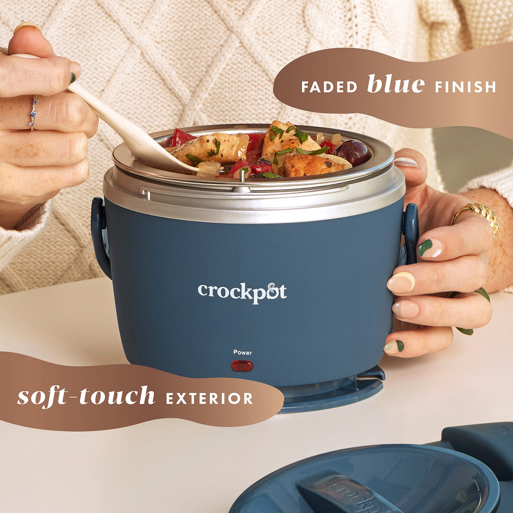 Crock-Pot 20oz Portable Electric Food Warmer, Personal Lunch Box Keeps Food Spill-Free & Warm, Ideal for Travel, Work, School, Car, On-the-Go, Dishwasher-Safe, Giftable, Faded Blue