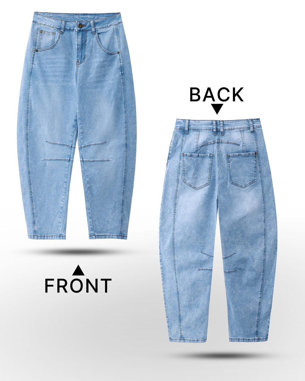 Utyful Tummy Control Barrel Jeans for Women - Wide Leg Trousers, Spring Outfits - Roadnight Blue, Small US 4-6