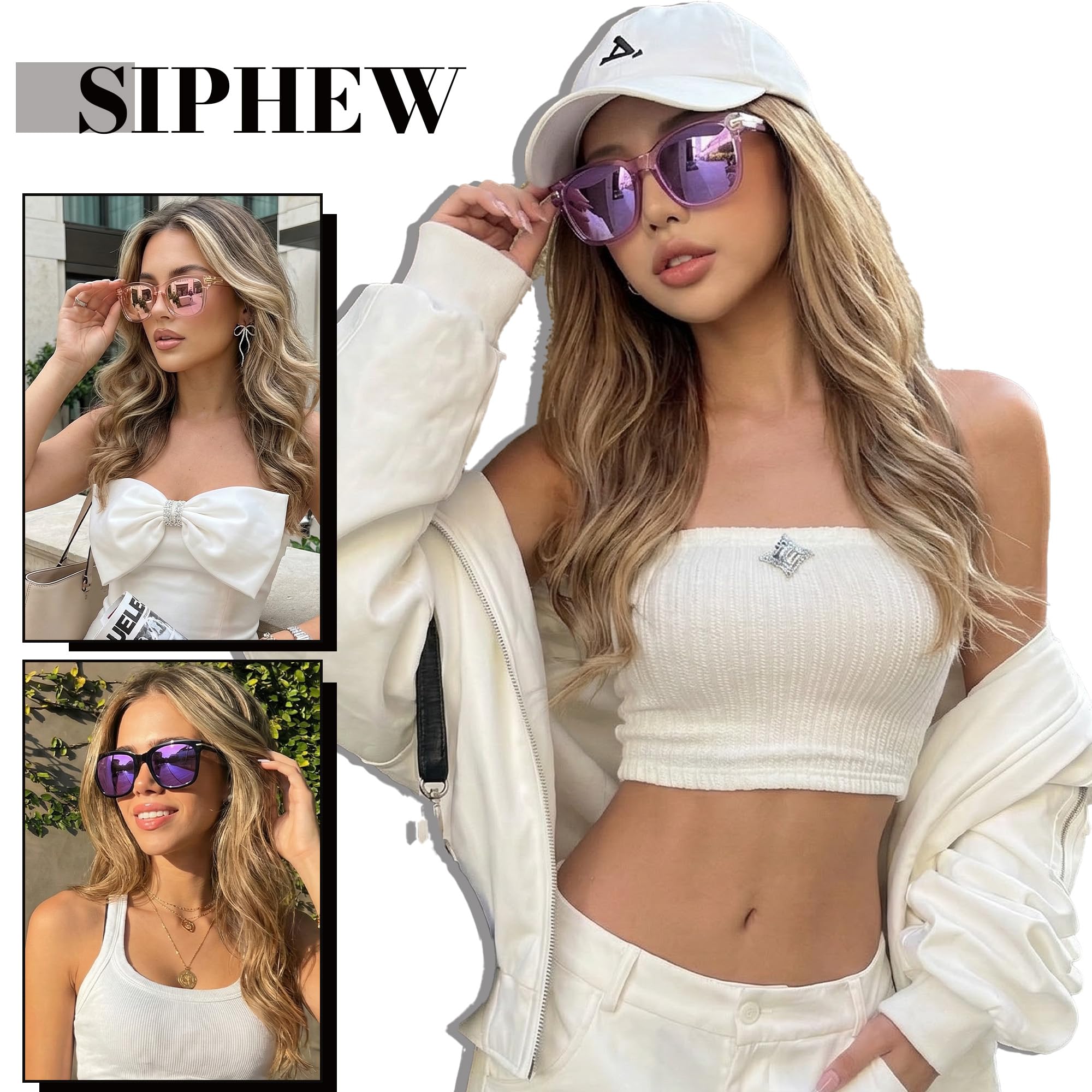SIPHEW Polarized Sunglasses for Women/Men|Large Frame Sunglasses w UV400 Protection| Oversized Square S Mirrored Shade