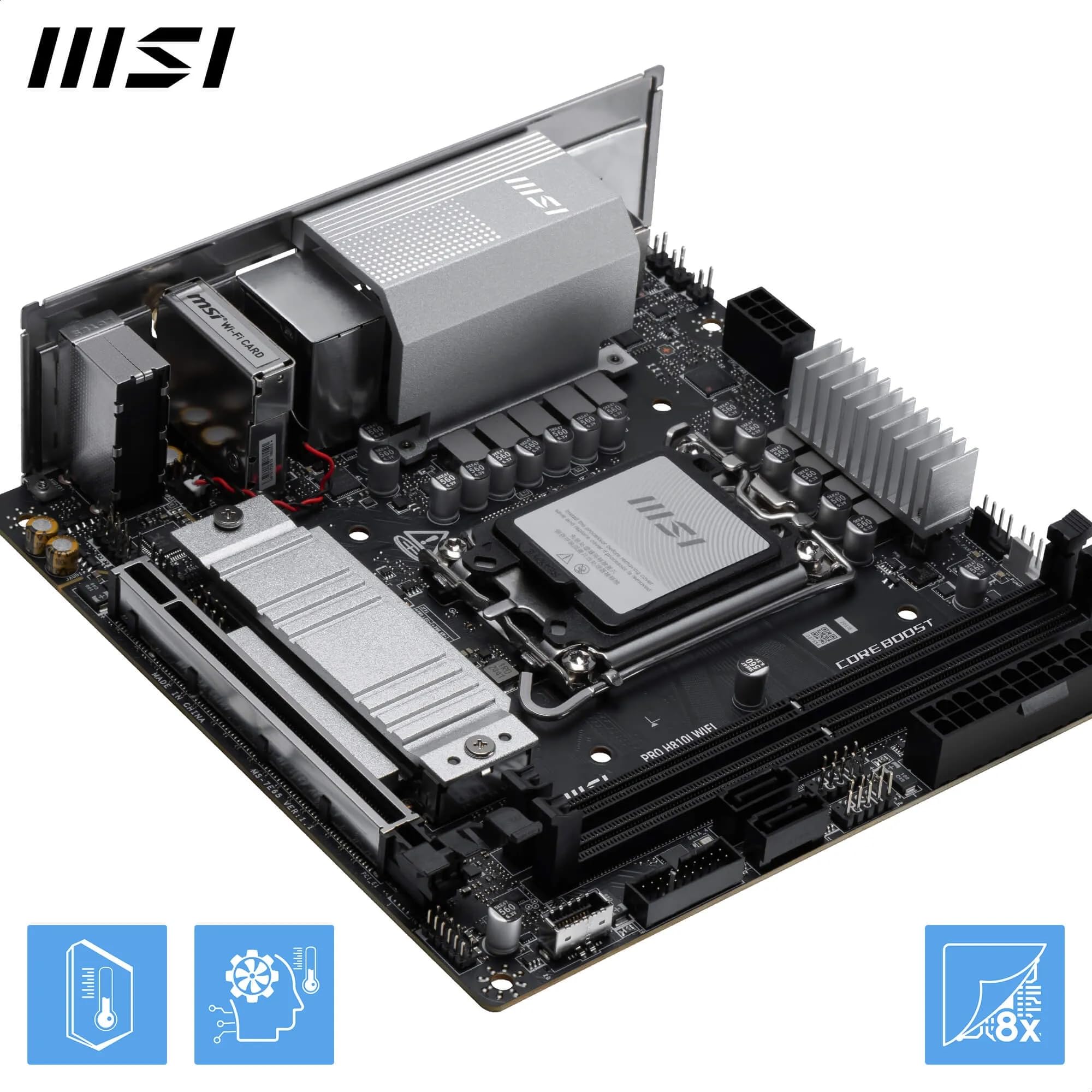 MSI PRO H810I WiFi Motherboard, ITX - Supports Intel Core Ultra Processors (Series 2), LGA 1851 - DDR5 Memory Boost (6400 MT/s MAX), PCIe 5.0 x16, M.2 Gen4, 2.5G LAN