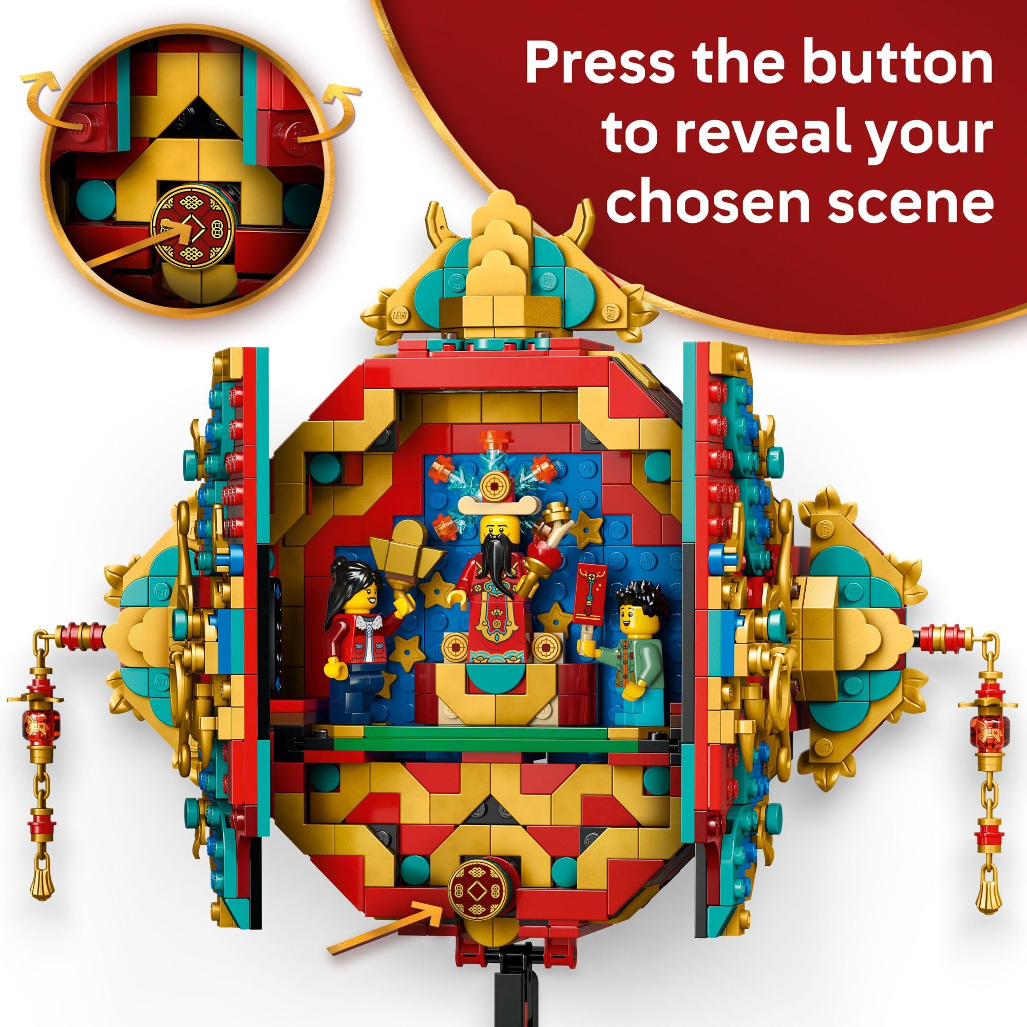 LEGO Spring Festival Fortune Firecracker Kids Building Toy - Chinese New Year Toy for Boys & Girls, Ages 9+ - Play & Display Wall Art with Realistic Sound Effects - Gift Idea for Birthdays - 80118
