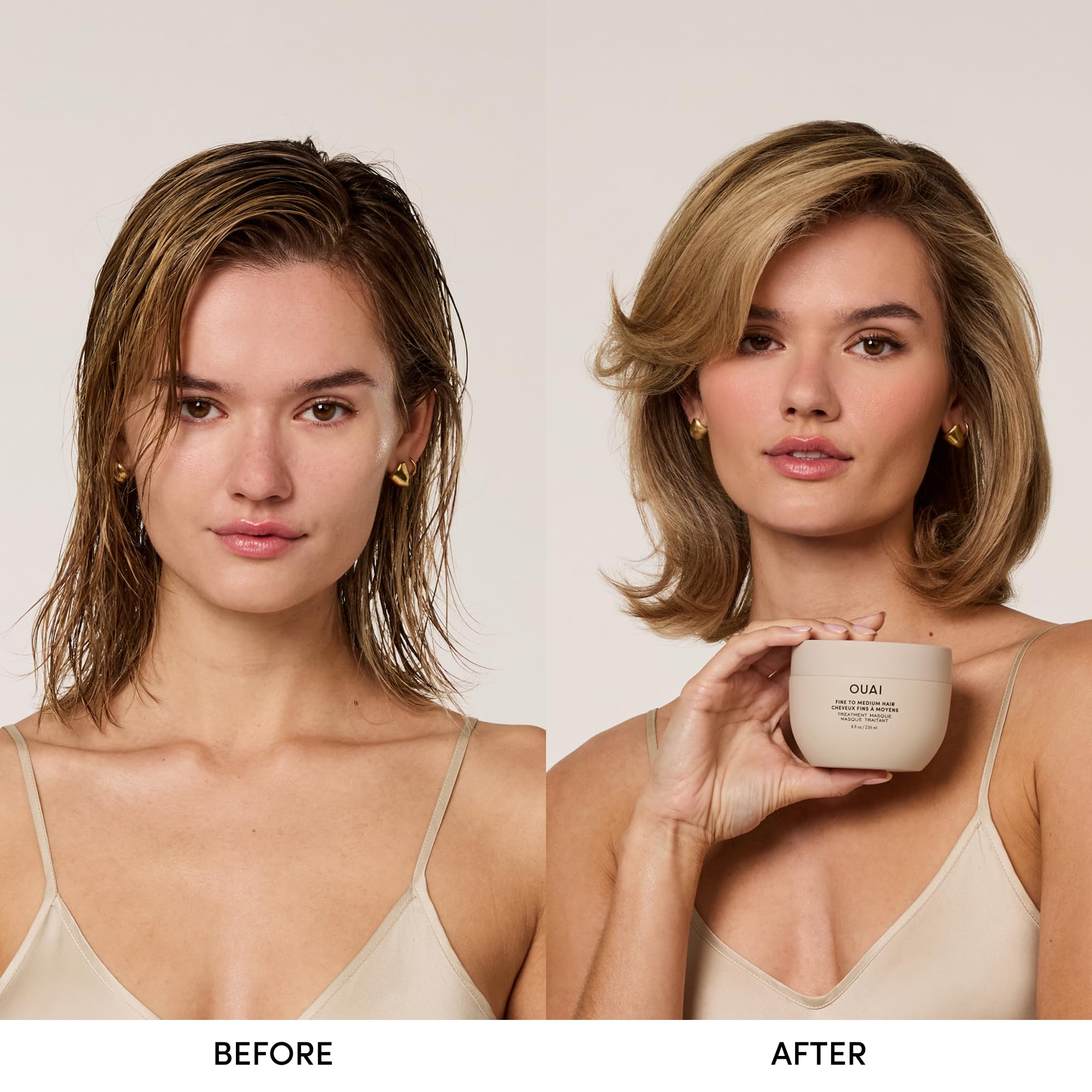 OUAI Fine to Medium Hair Treatment Mask - Lightweight Deep Conditioning Hair Mask with Shea Butter, Keratin & Panthenol - Helps Hydrate, Fight Frizz, Strengthen & Repair Damage (3.4 oz)
