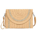 LA CARRIE Beach Bags Straw Purse for Women Shoulder Woven Clutch Envelope Crossbody Bag Handbags for Summer Vacation(Khaki Lace 2)