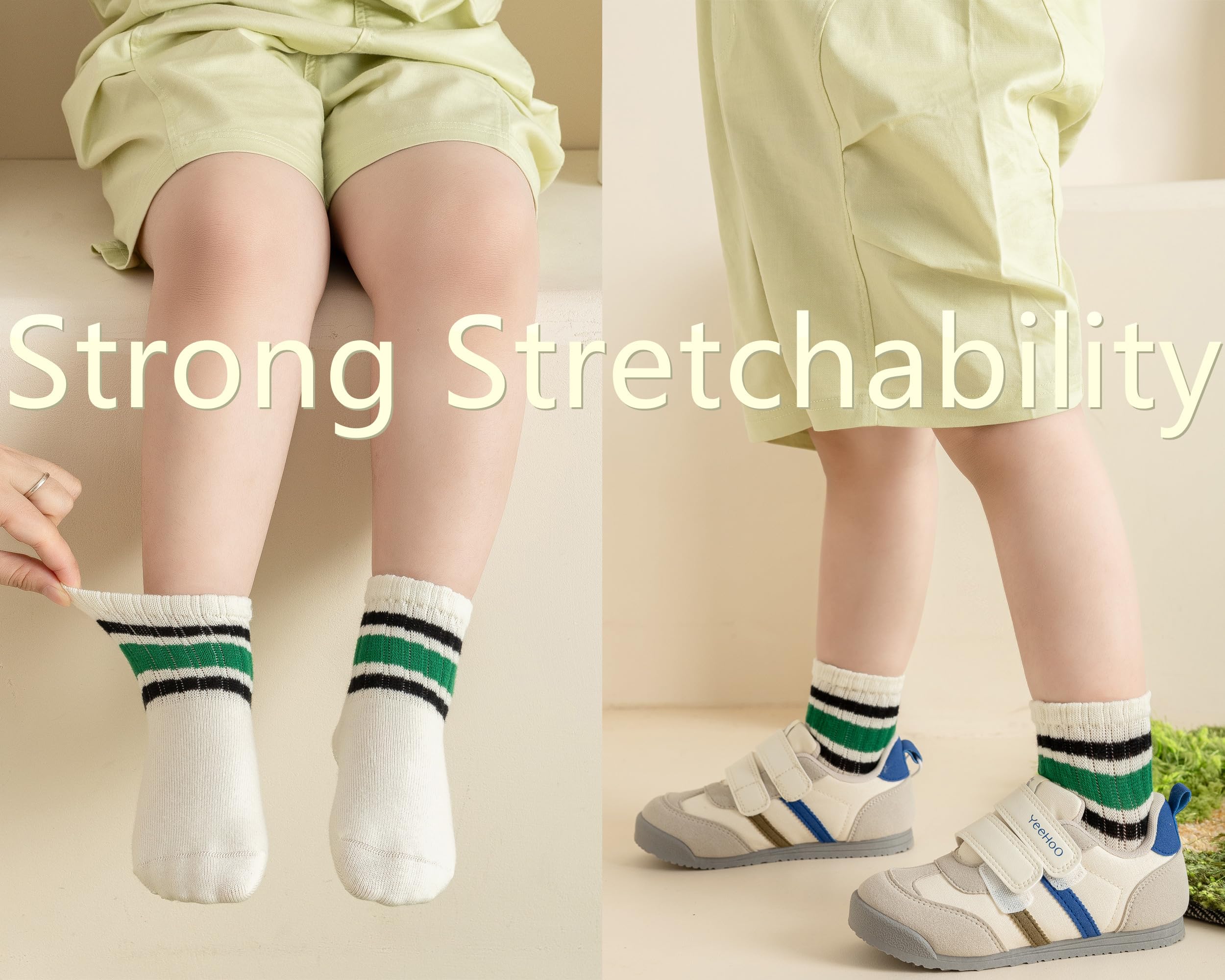 Wamvp Toddler Grip Socks with Non-Slip, Unisex Baby Retro Stripe Seamless Crew Ankle Cotton Socks for Girls Boys 6 Pairs,Colorful-1 1-3T