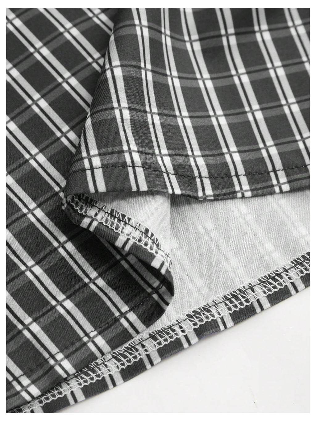 GORGLITTER Men's Gingham Cropped Shirt Short Sleeve Button Down Shirts Black Medium