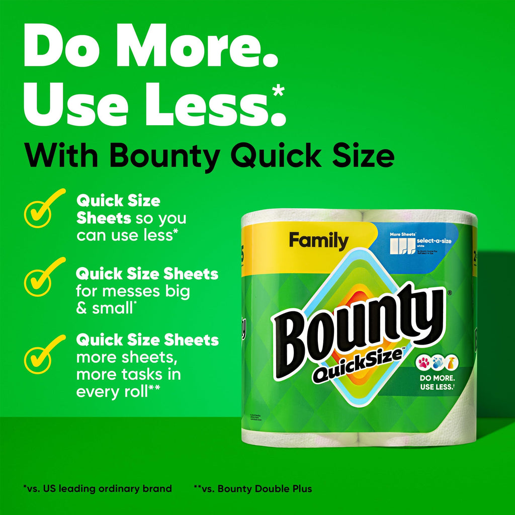 Bounty Quick Size Paper Towels, White, 8 Family Rolls