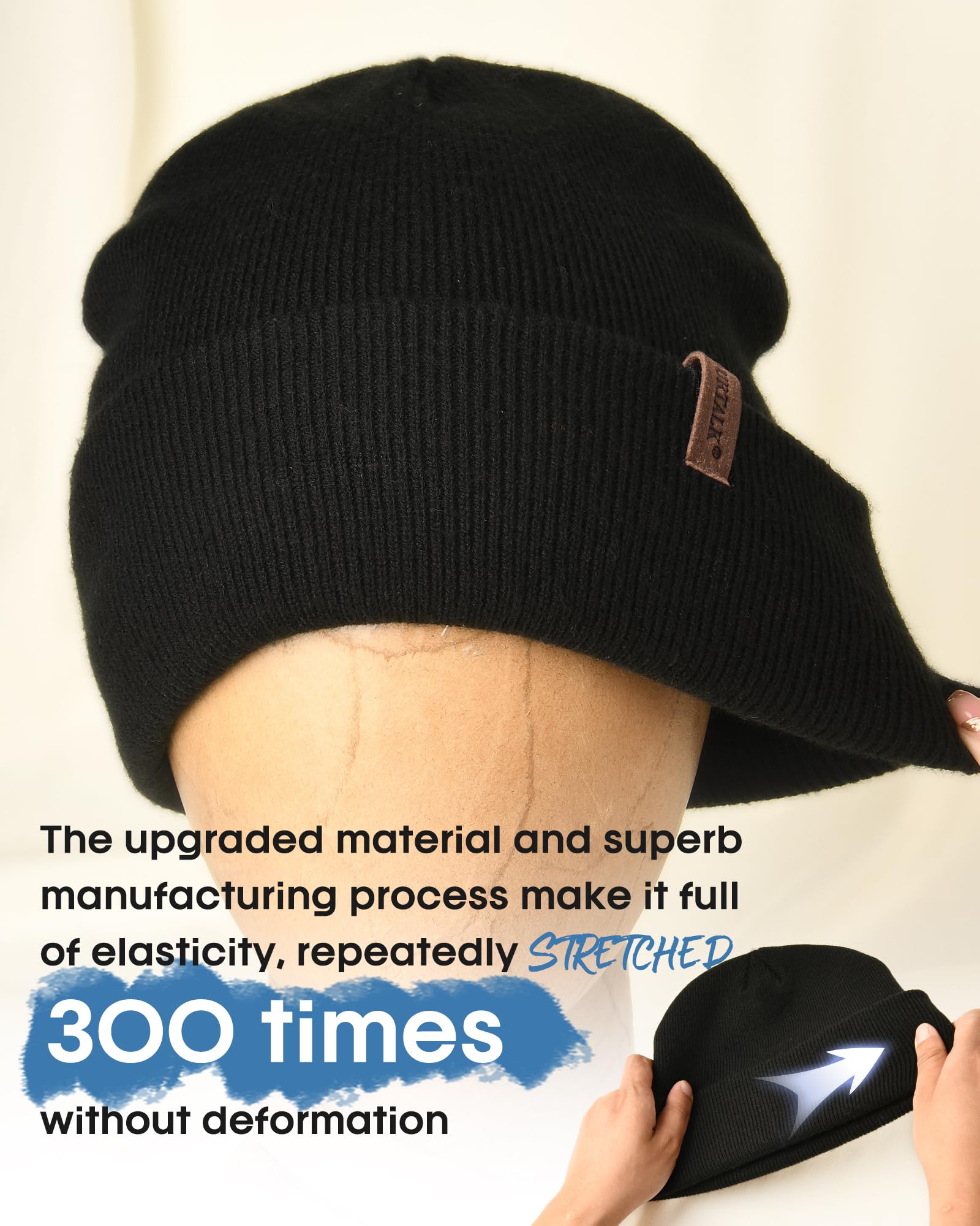 FURTALK Beanie for Men Women Cuffed Thick Knitted Unisex Winter Hat Beanies Skull Cap Gifts for Men Black