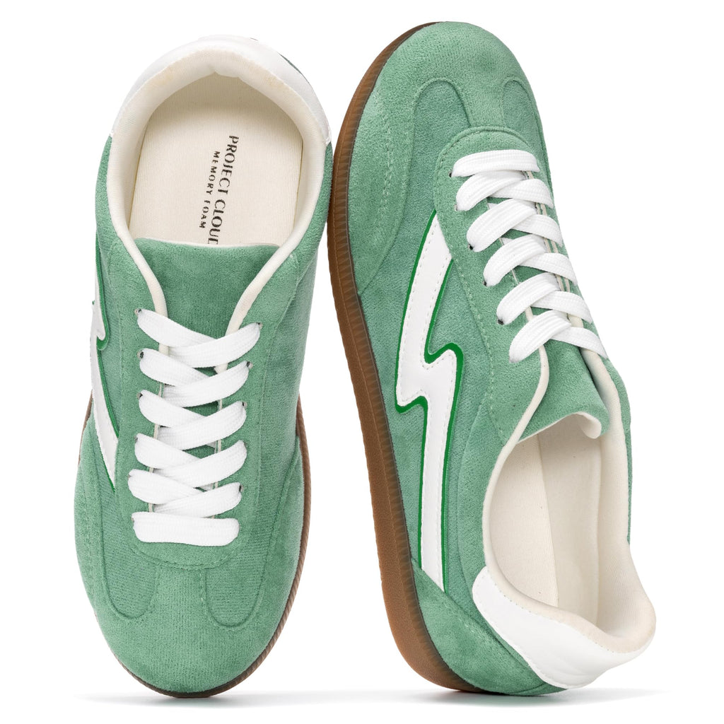 Project Cloud Fashion Sneakers for Women 2026 - Lace-Up Shoes Trendy Women Sneakers with Memory Foam Insole Women's Fashion Sneakers Non-Slip Womens Shoes (Irita, Green Multi, 5.5)