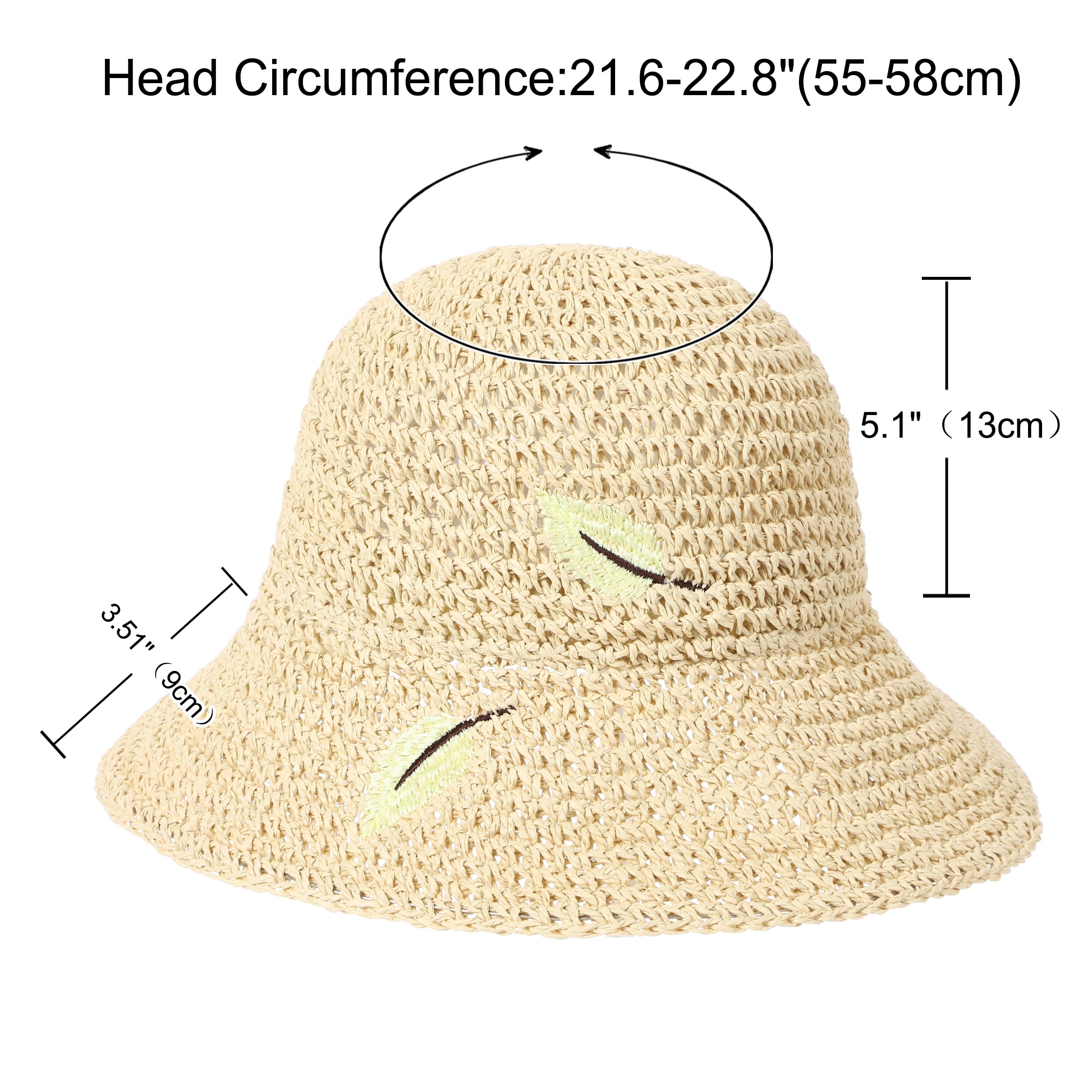 LA CARRIE Womens Sun Hat Floppy Packable Wide Brim UV Protection UPF 50+ Straw Hat with Embroidery for Summer Beach(Beige)