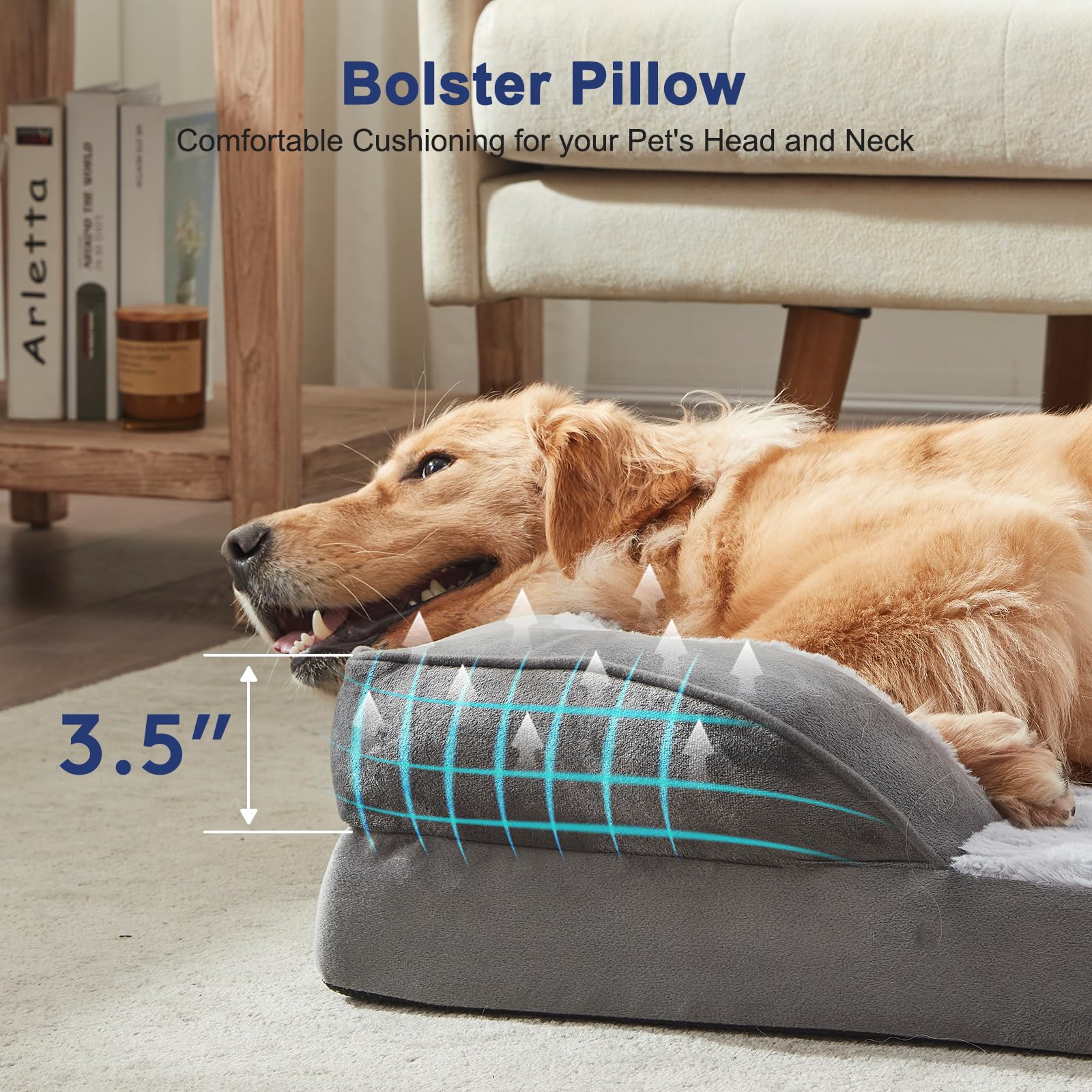 FURTIME Orthopedic Dog Beds Large Sized Dog, XL Washable Dog Sofa Bed for Large Dogs, Comfy Supportive Egg-Crate Foam Pet Couch Bed with Removable Cover, Waterproof Lining and Nonskid Bottom