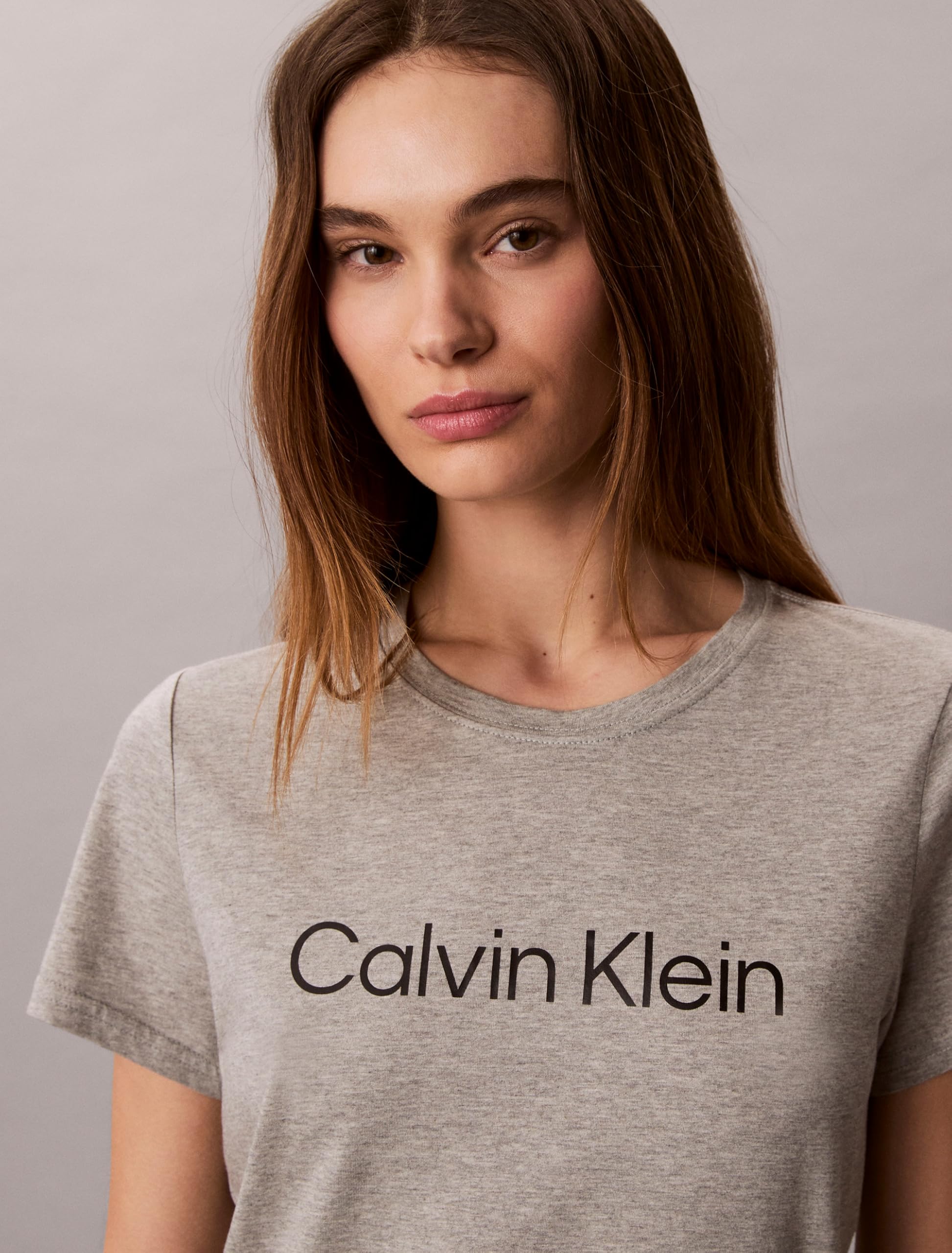 Calvin Klein Women's Performance Cotton Modal Logo Tee Grey Heather