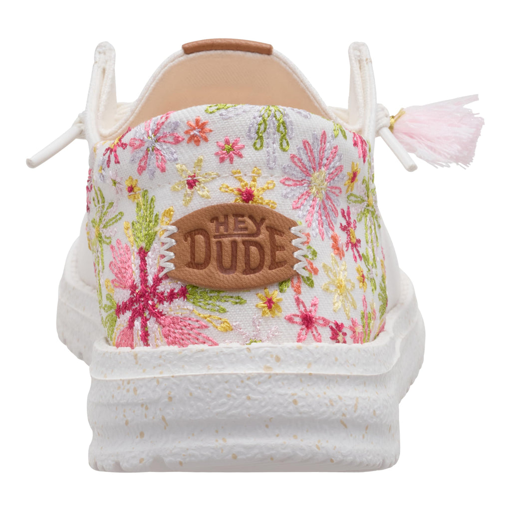 HEYDUDE Wendy Funk Embroidered Floral Ivory/Multi Size 8, Women’s Shoes, Slip-on Loafers, Comfortable & Light-Weight