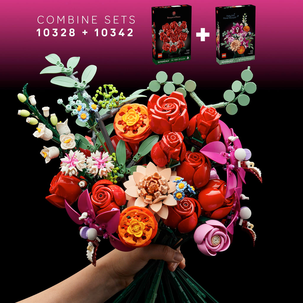 LEGO Botanicals Pretty Pink Flower Bouquet Building Set for Adults - Gifts for Birthdays for Her- Artificial Flowers for Decor or Table Display - 10342