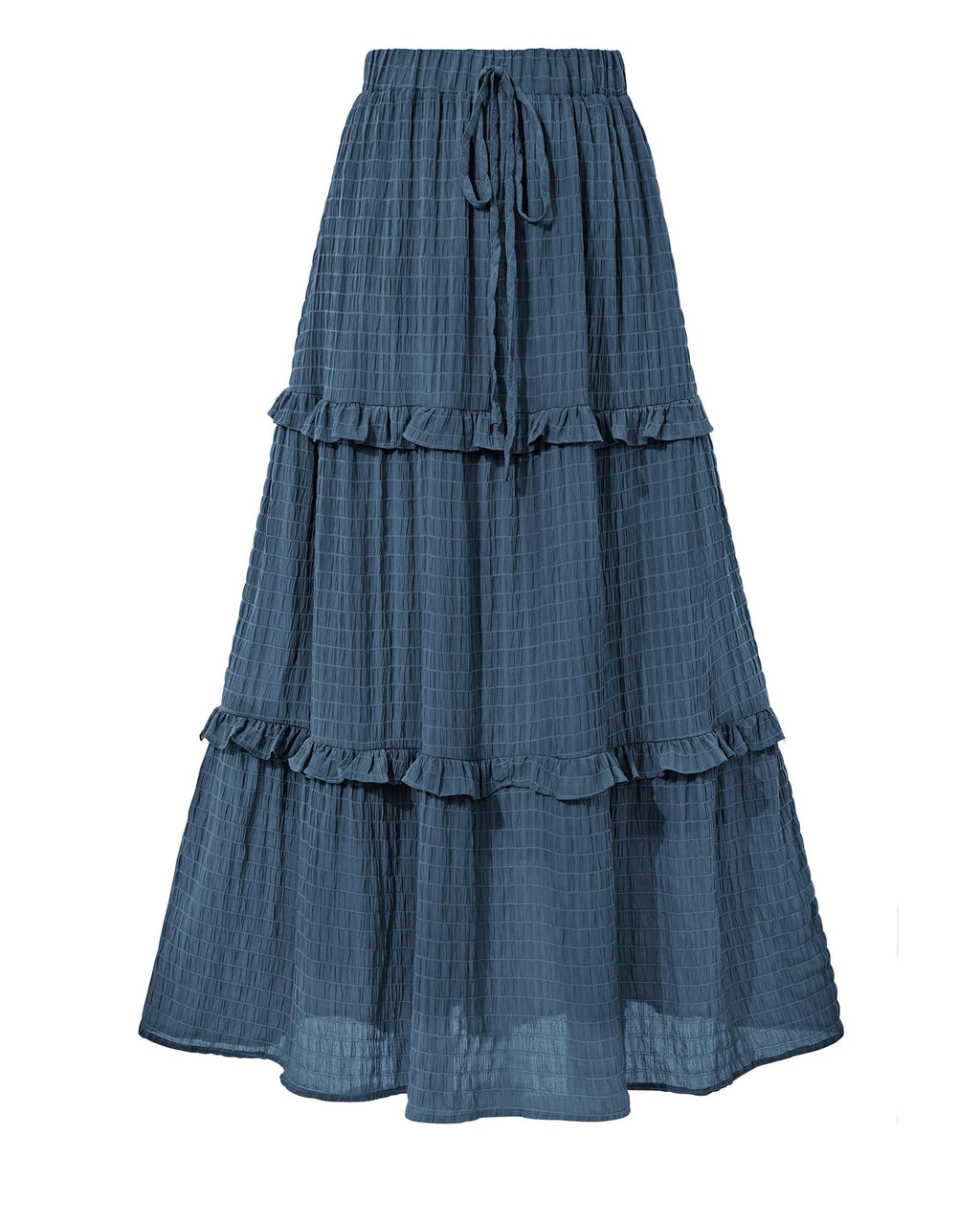 BTFBM Women's Long Summer Skirt 2026 Elegant High Waist Cocktail Party Wedding Guest Dress Flared A-Line Midi Skirts(Grey Blue,Small)