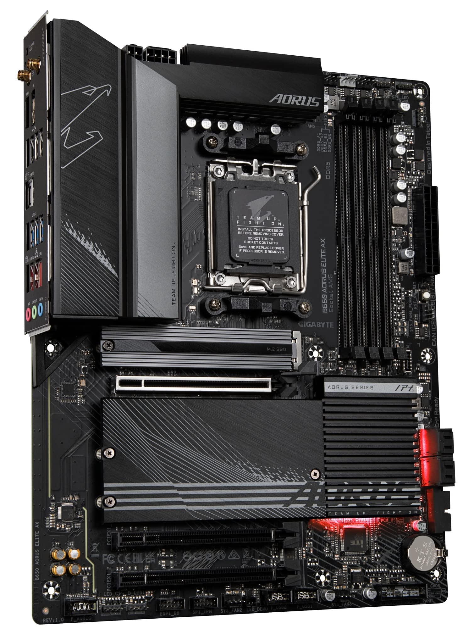 GIGABYTE B650 AORUS Elite AX AMD AM5 ATX Motherboard, Support Ryzen 9000/8000/7000 Series, DDR5, 14+2+1 Power Phase, PCIe 5.0 M.2, USB-C 3.2 Gen 2, WIFI6E, 2.5GbE, EZ-Latch, Q-Flash, RGB Fusion