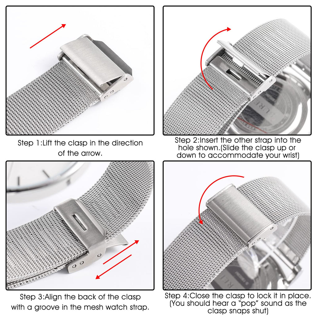 BUREI Men Watches Fashion Minimalist Waterproof Watches for Men Women Student,Silver.
