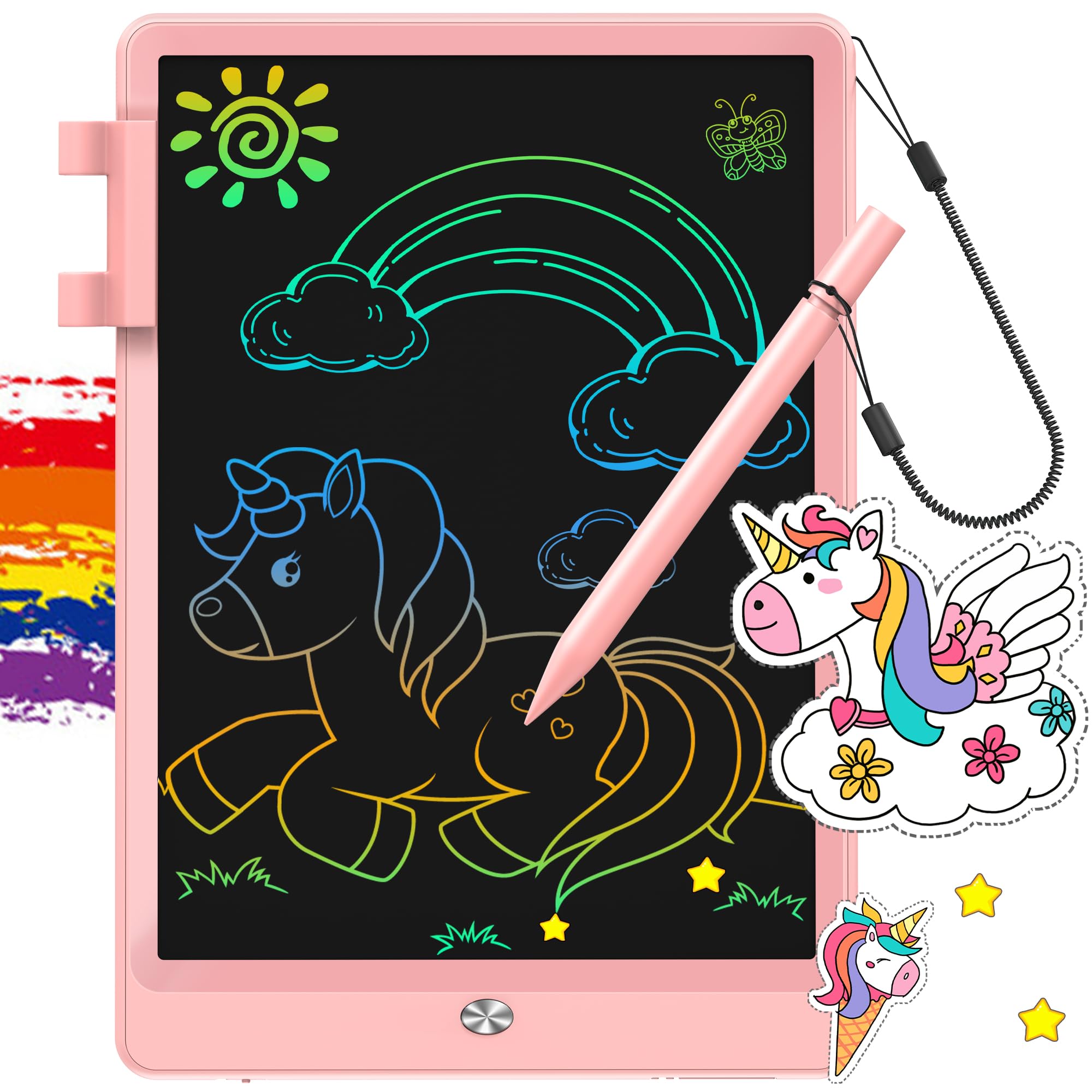FLUESTON LCD Writing Tablet, 10 Inch Doodle Board Toys Gifts for 3-8 Year Old Girls Boys, Colorful Electronic Board Drawing Pad for Toddler Valentines Gifts for Kids Educational Learning Travel Toy