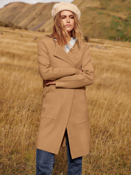 ANRABESS Womens Cardigan Sweater Open Front Knit Long Coatigan Dressy Casual Jacket Coat 2025 Fall Outfits Classy Clothes Light Brown Small
