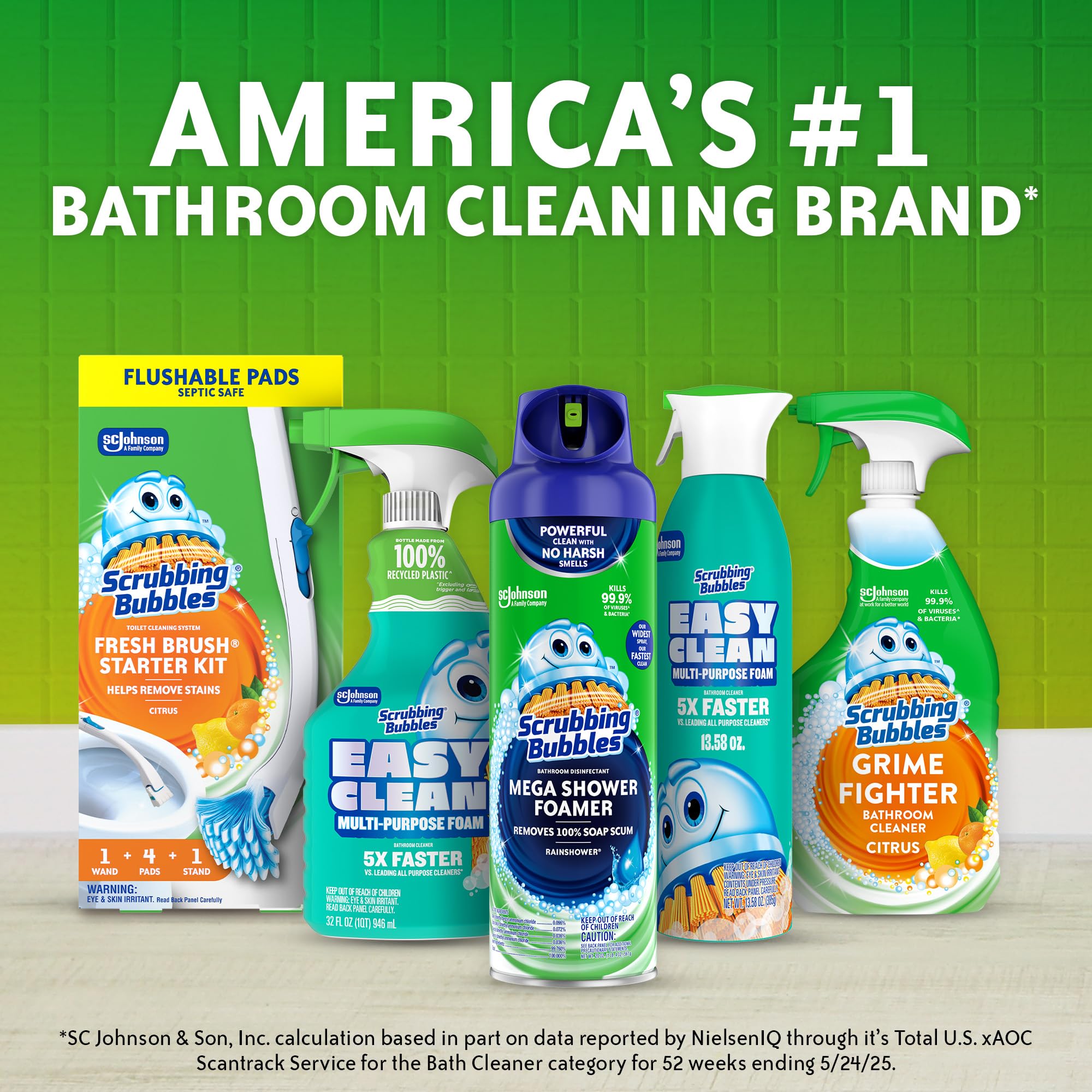 Scrubbing Bubbles Mega Bathroom and Shower Foamer Aerosol, Rainshower Scent, 20oz (Pack of 2)