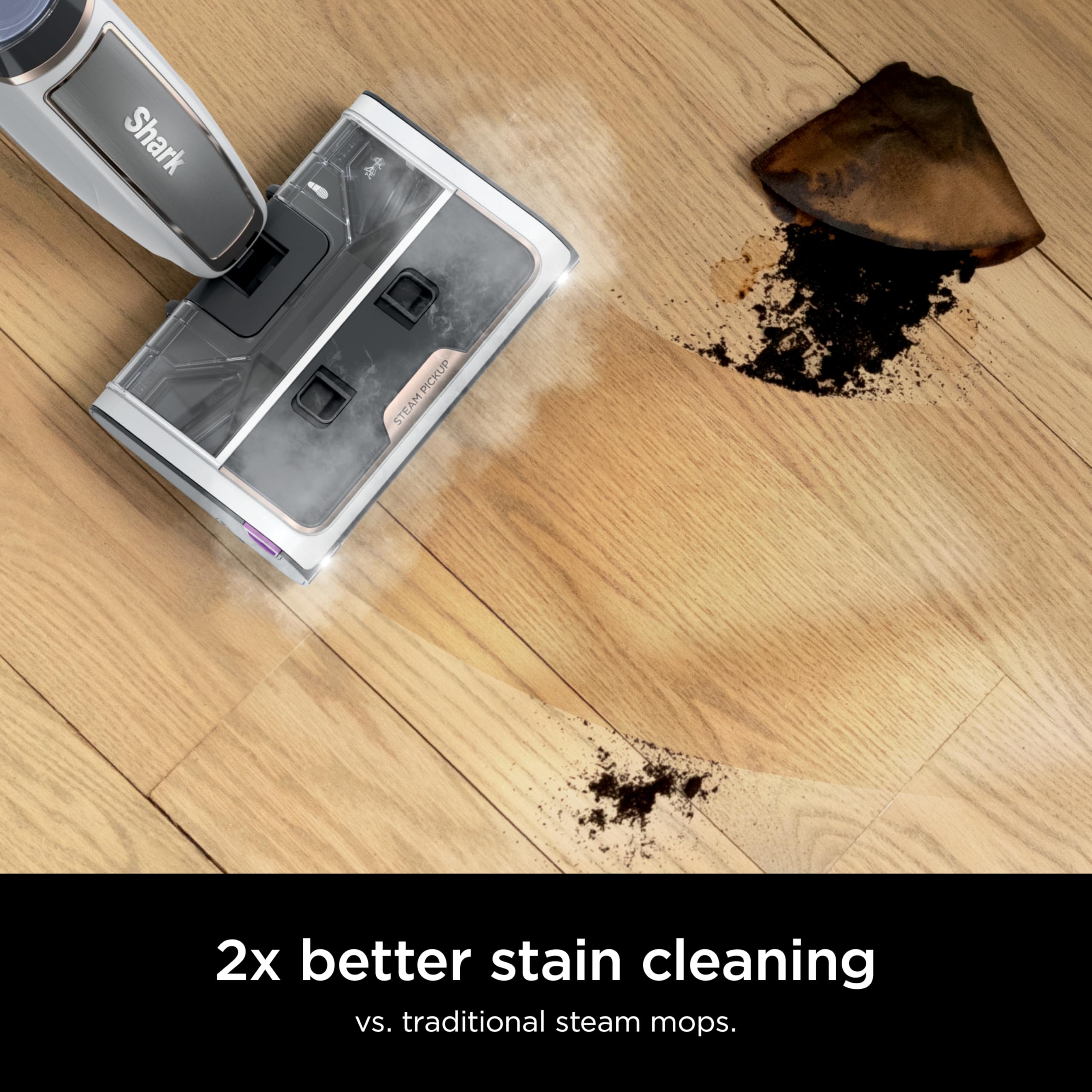 Shark Steam Pickup 3-in-1 Steam Mop Picks Up Debris, Deep Scrubs, & Steam Sanitizes - All At Once, Lightweight Steam Cleaner for Home, Steam Cleaner for Hardwood, Tile & Laminate, White, SD205CCO